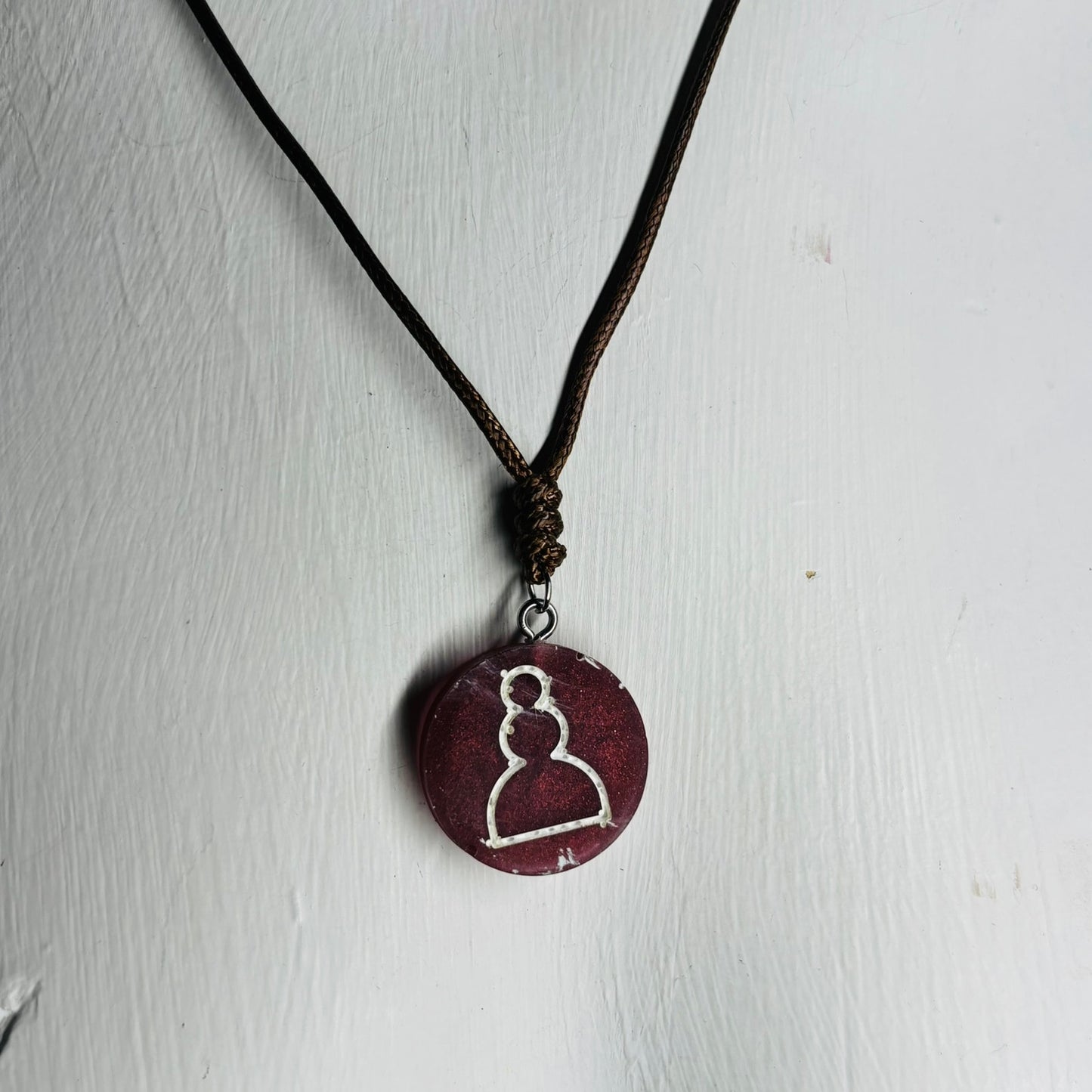 Emerald Red Pawn - Handmade Resin Chess Necklace