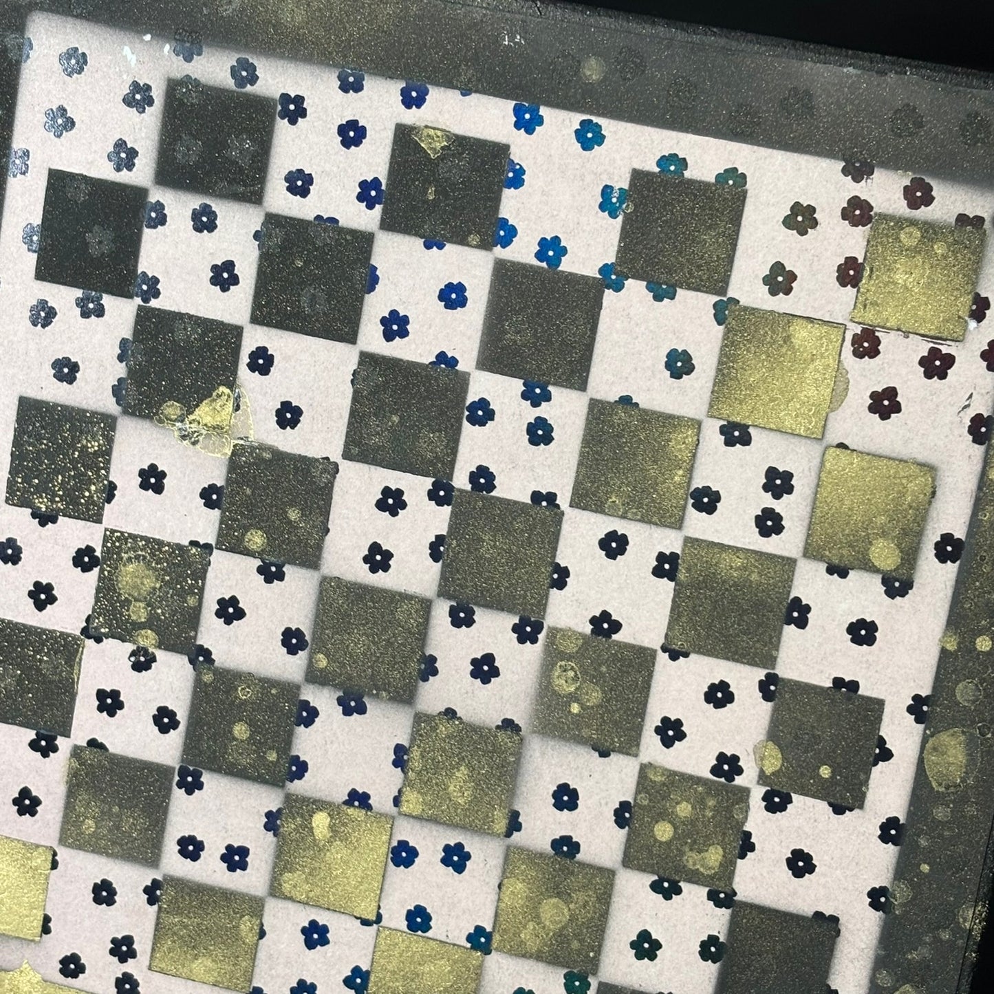 Golden Black Flower Mist - Scrapbook Chess Board
