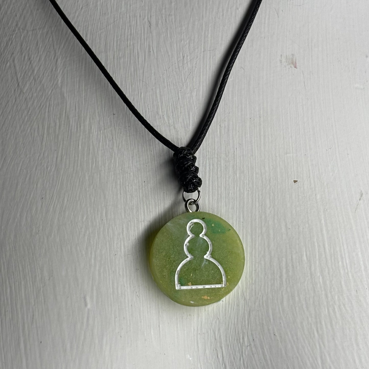 Lime Green Pawn - Handmade Resin Chess Necklace
