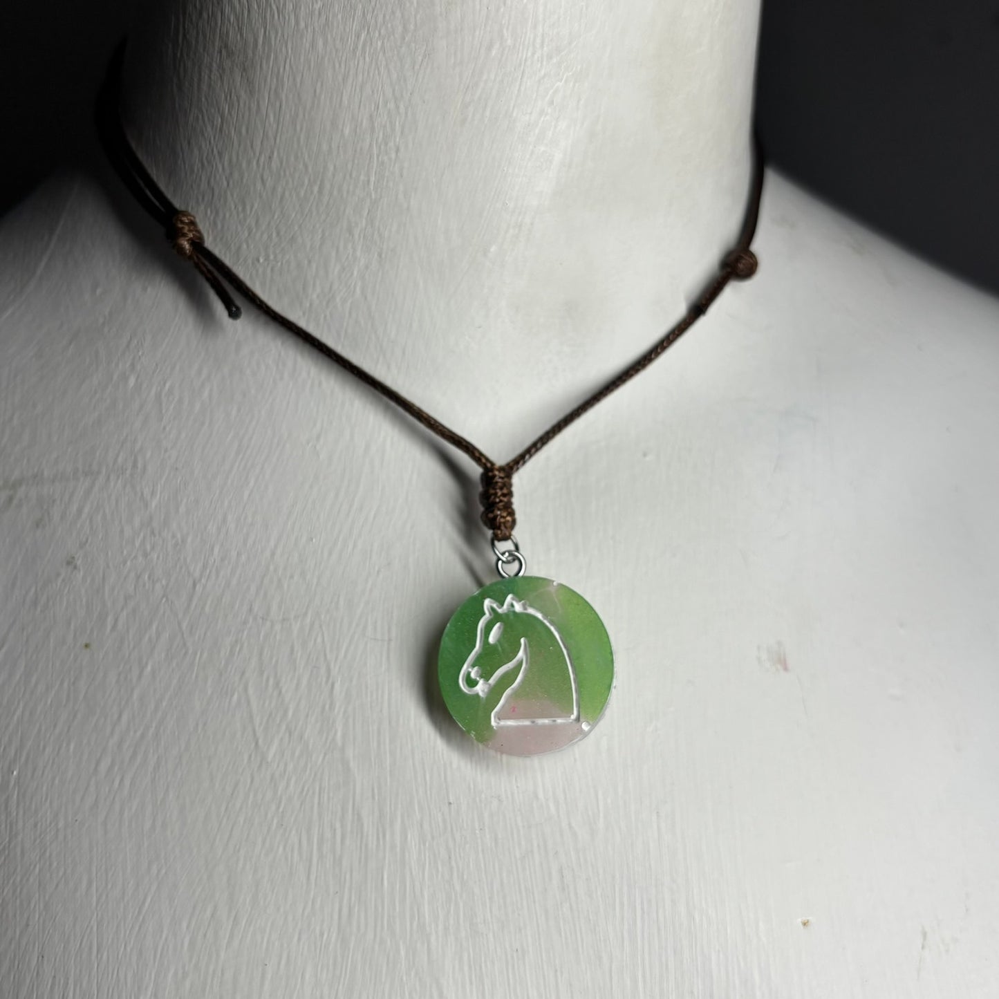 Must Green Knight - Handmade Resin Chess Necklace
