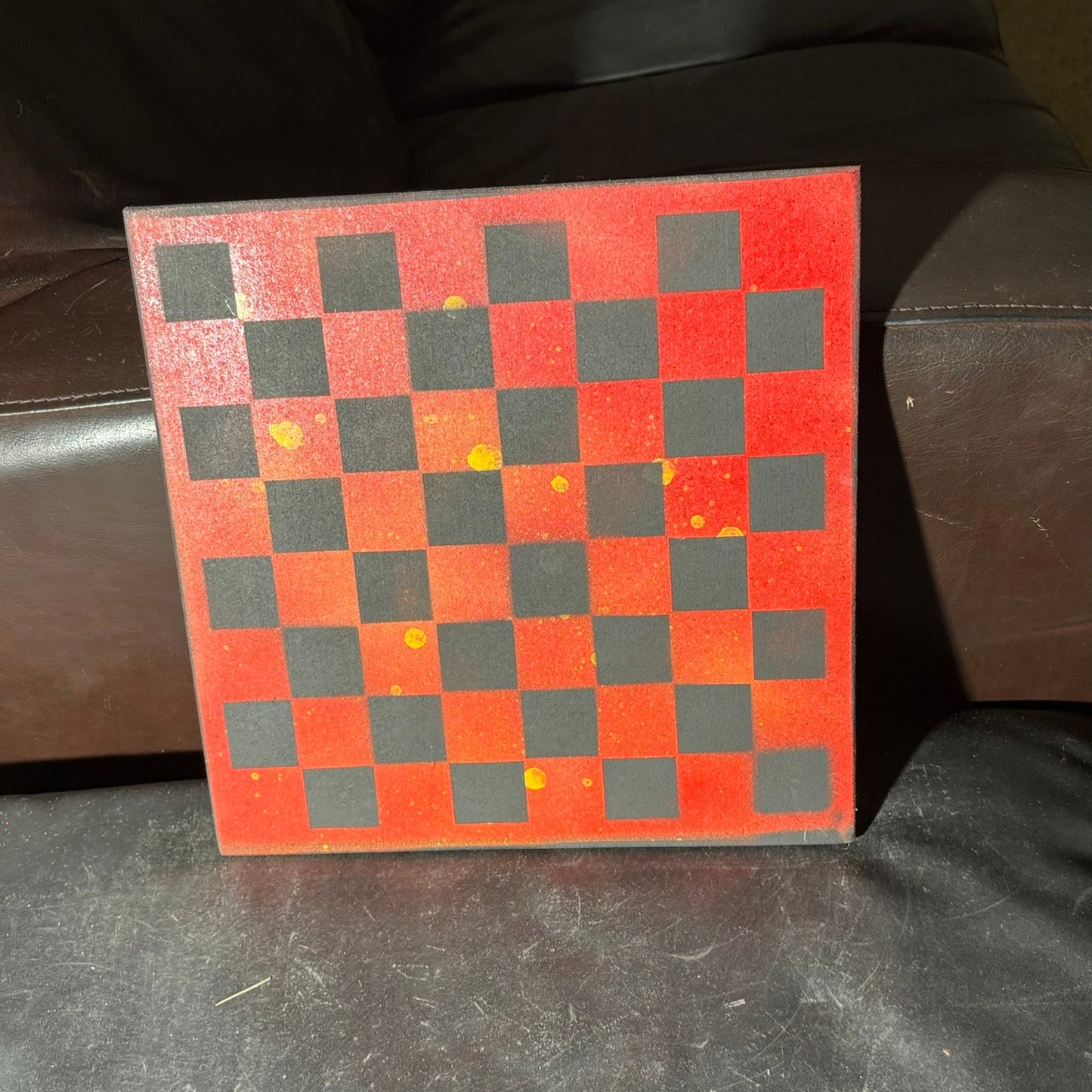 Black & Red - Painted Chess Board