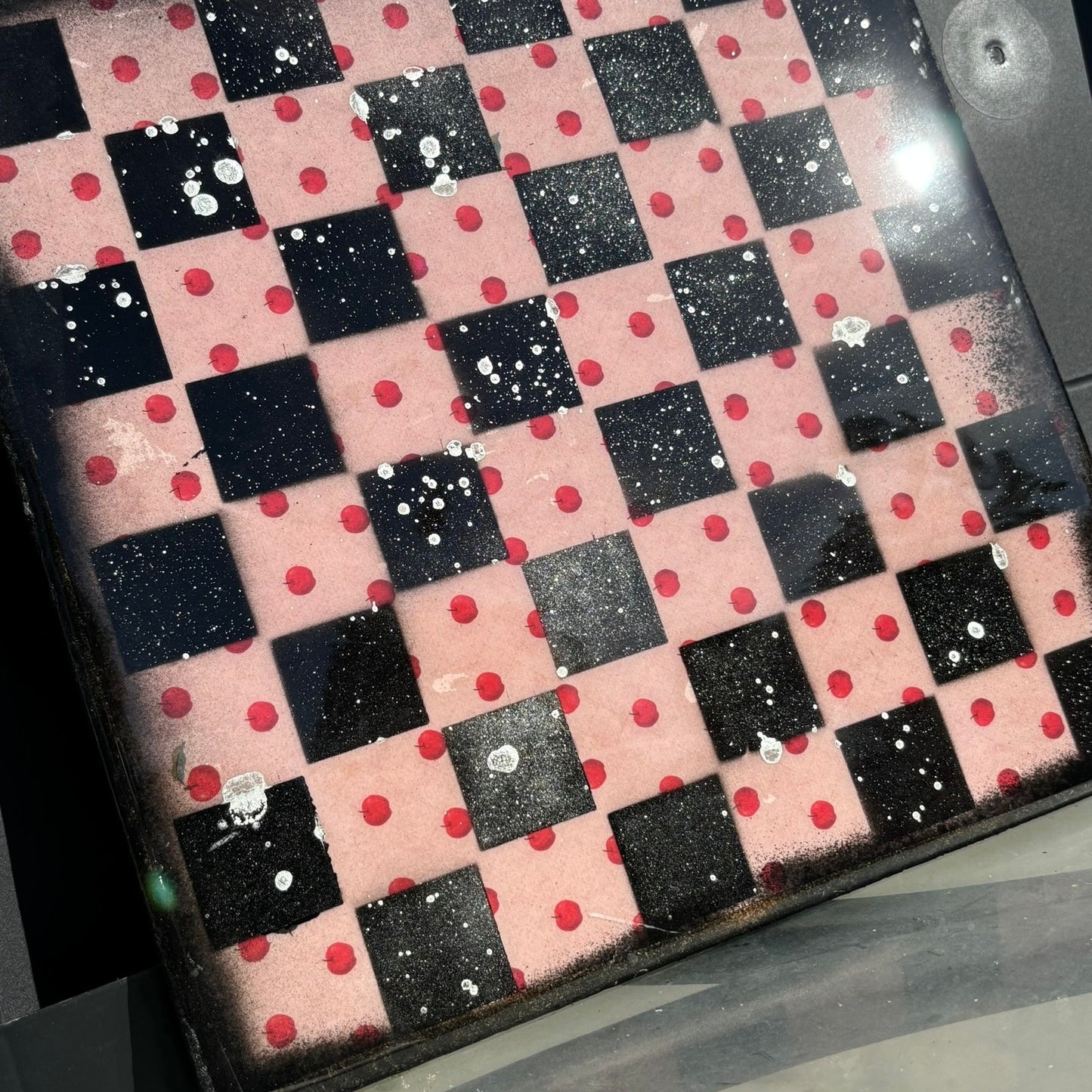 Dotted Pink - Resin Coated Chess Board