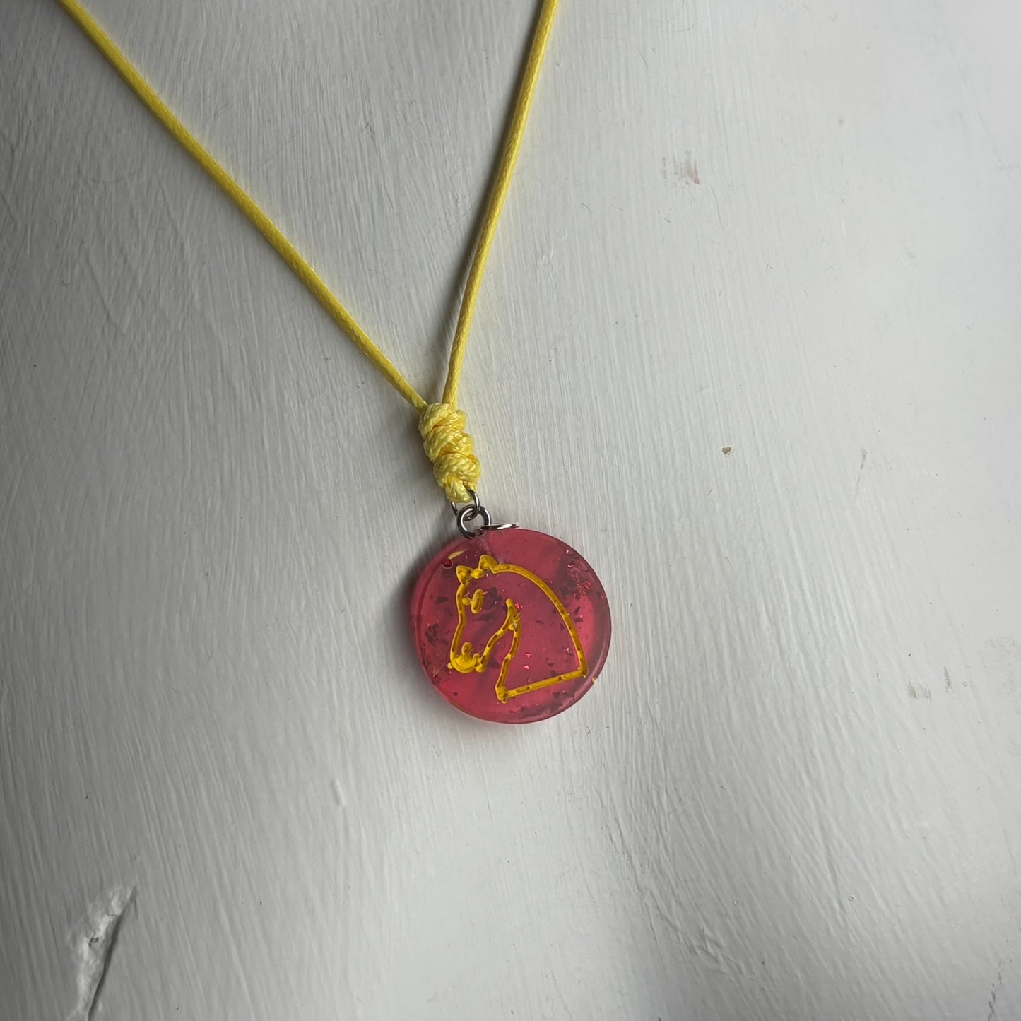 Red Cherry Knight - Handmade Resin Chess Necklace