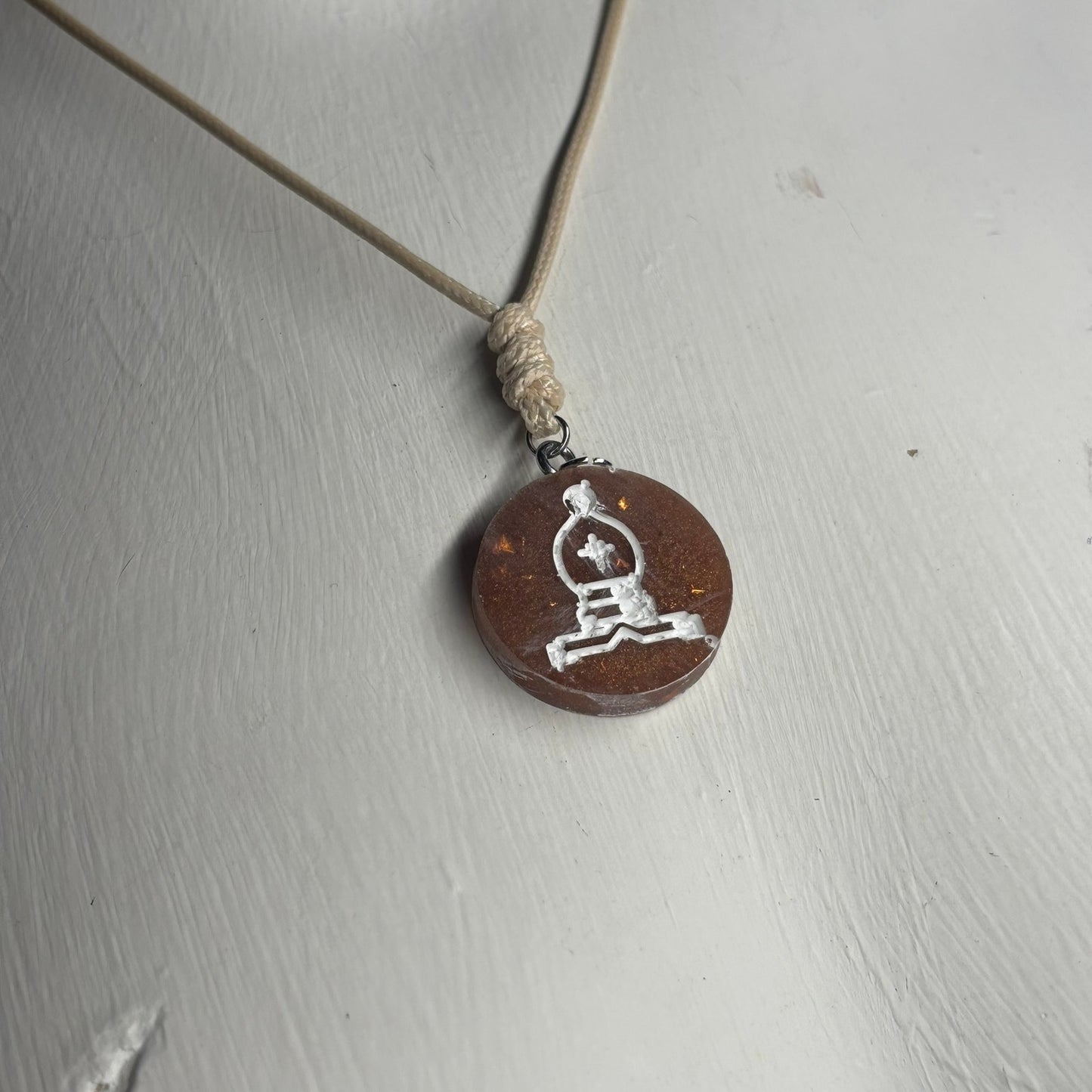 Classic Brown Bishop - Handmade Resin Chess Necklace
