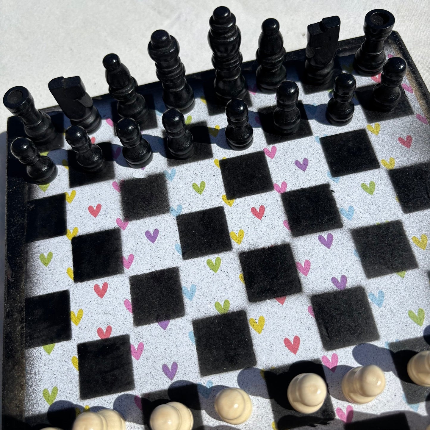 Colorful Hearts - Scrapbook Chess Set