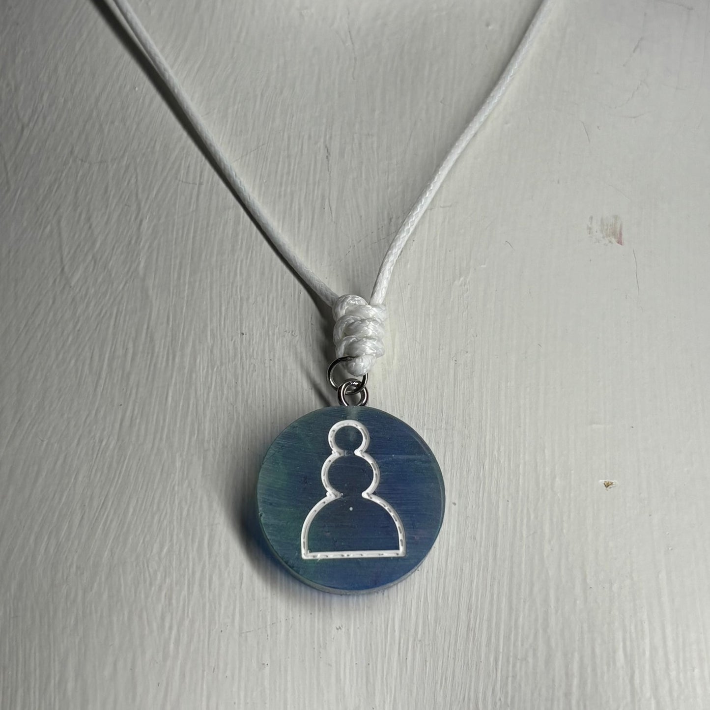 Brushed Blue Pawn - Handmade Resin Chess Necklace