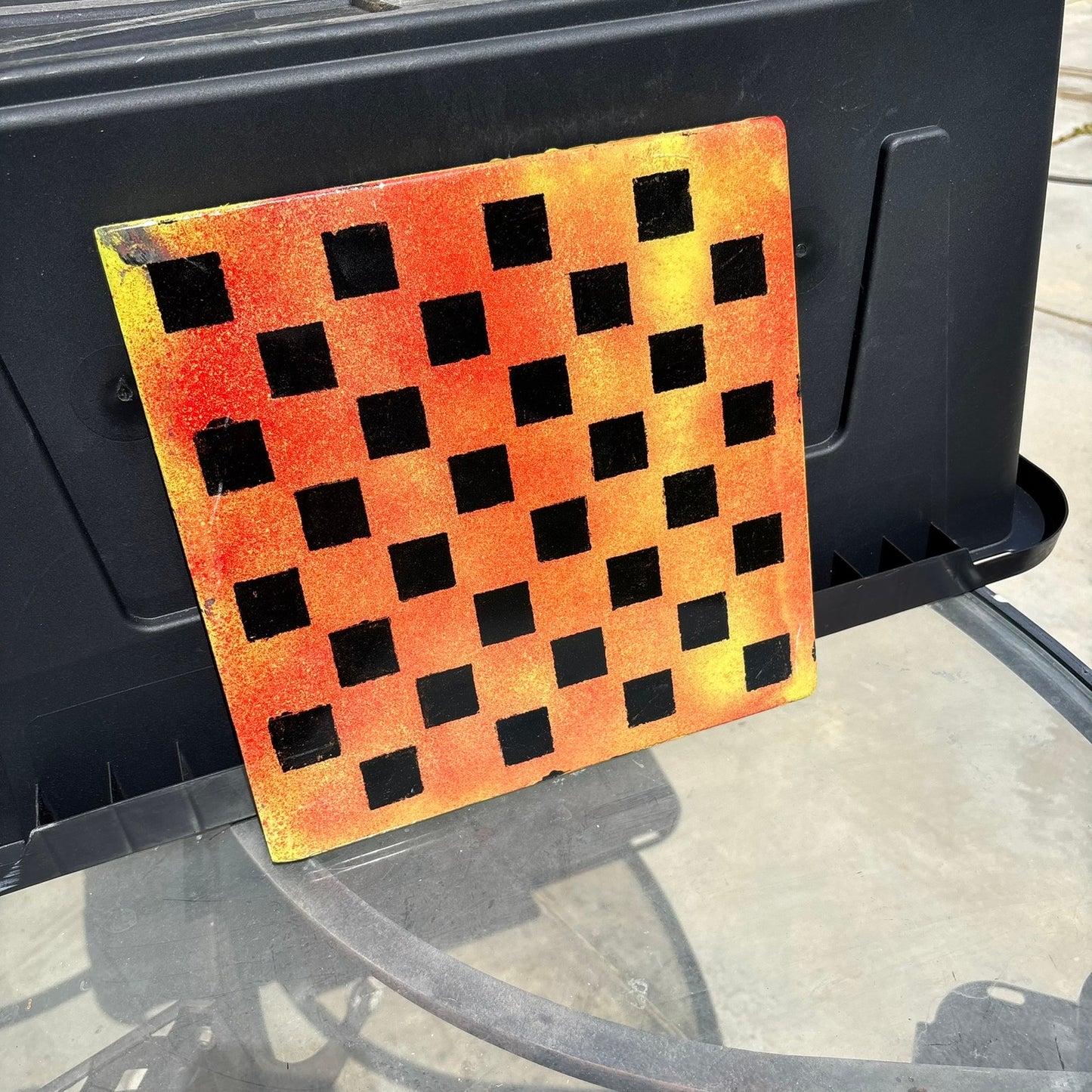 Orange Color Rush - Resin Coated Chess Board