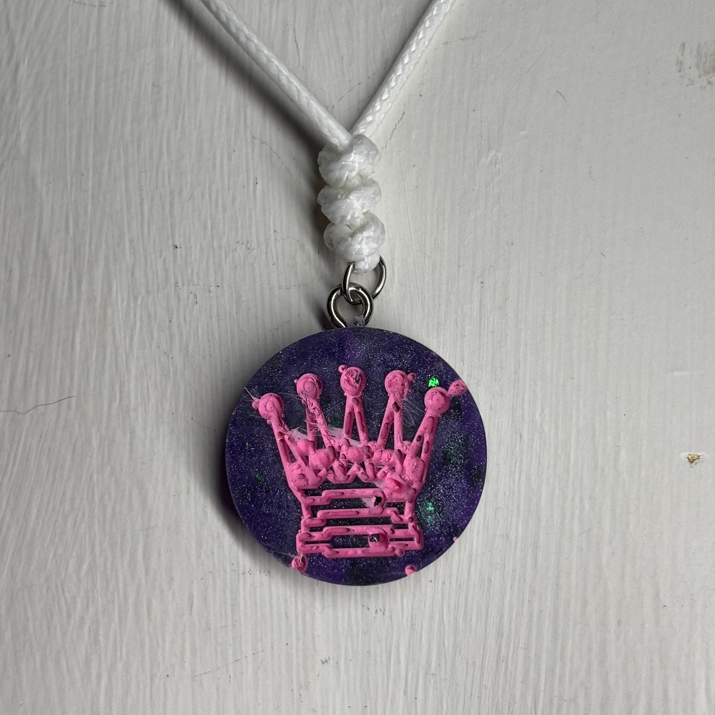 Space Pink Queen - Handmade Resin Chess Necklace
