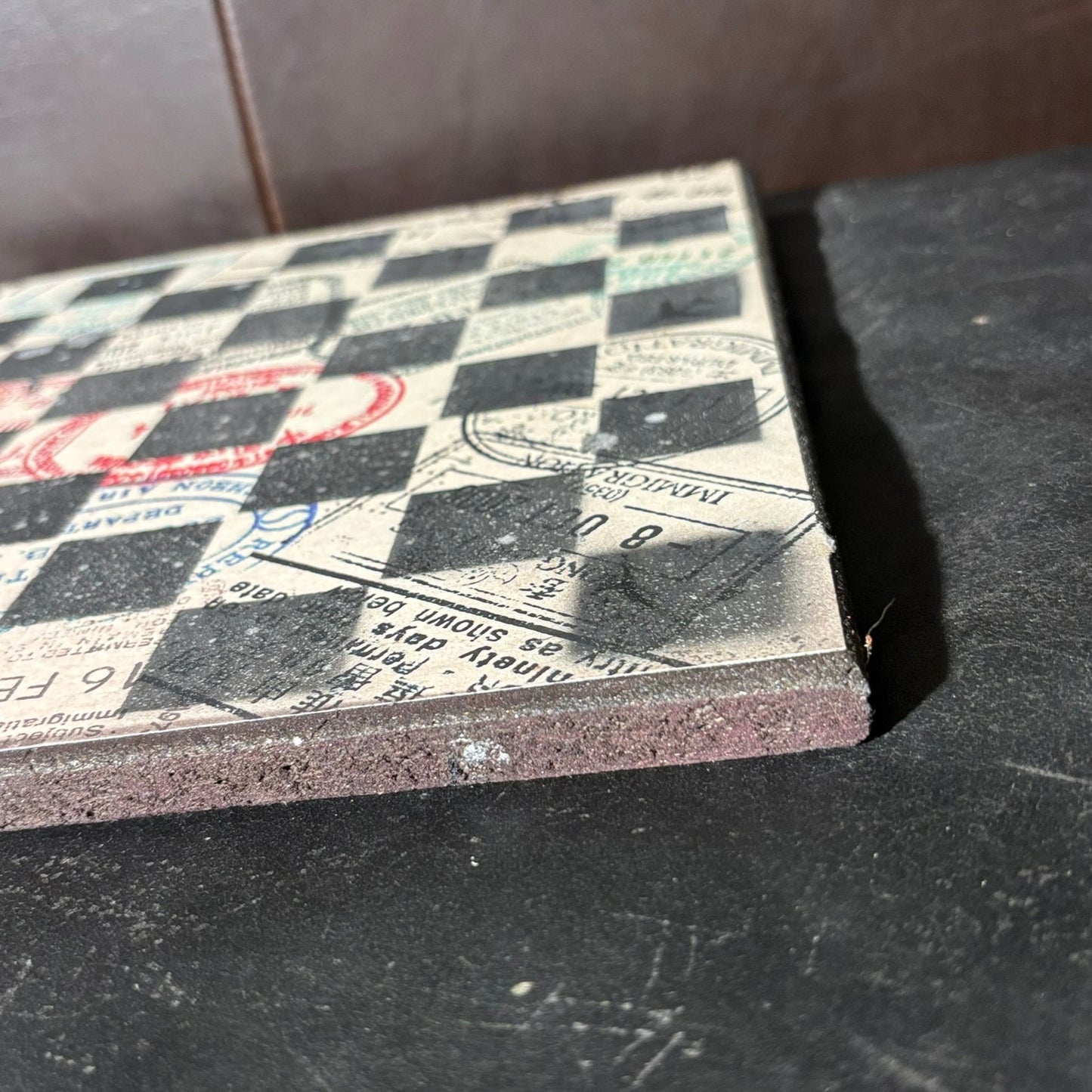 Vintage Stamps - Scrapbook Chess Board