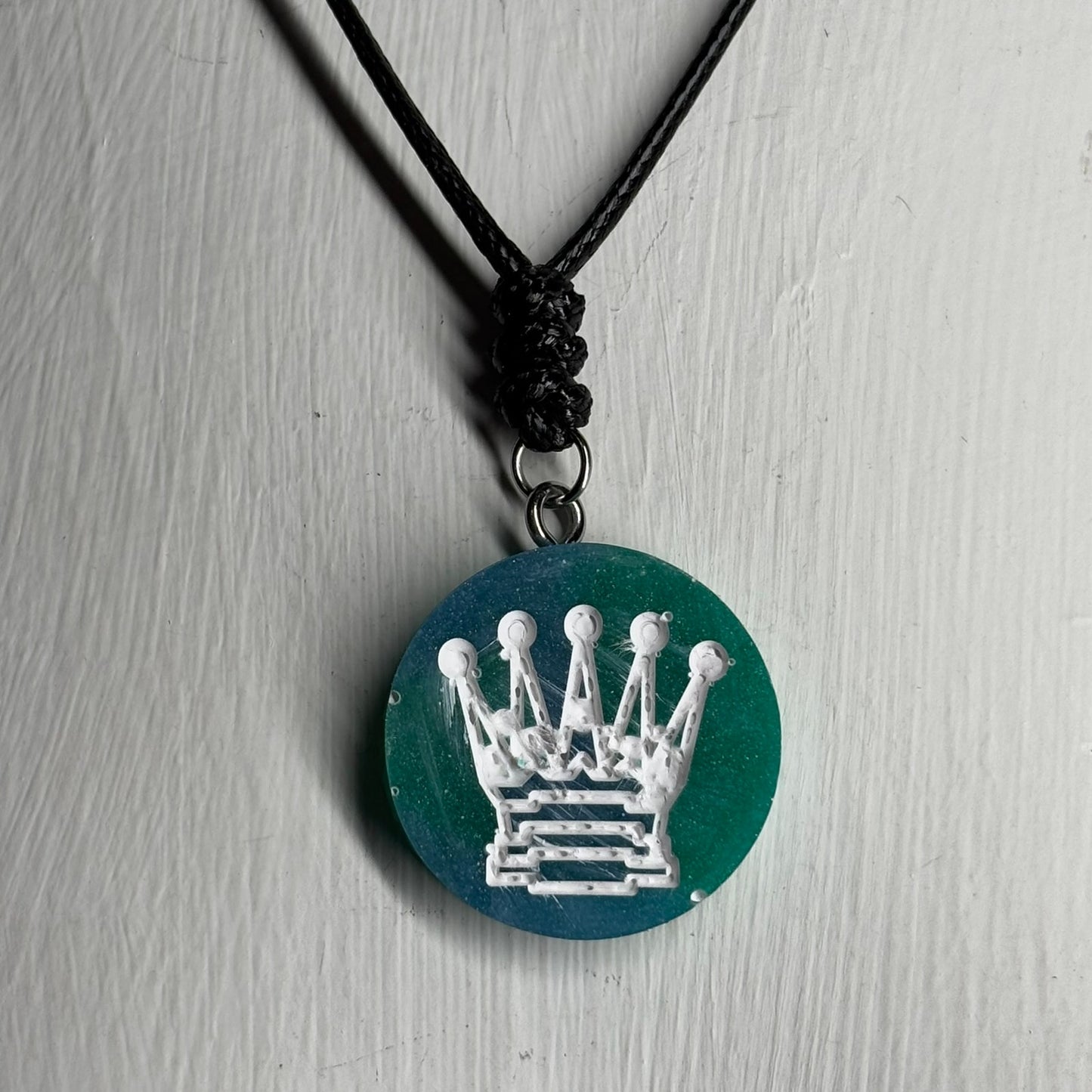 Mint Green Queen - Handmade Resin Chess Necklace