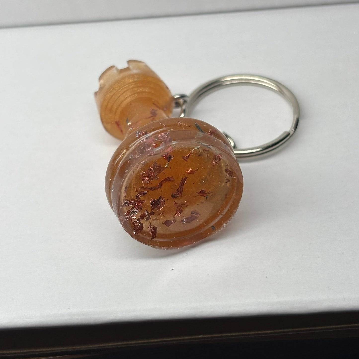 Yellow Fire Rook Handmade Resin Keychain - One of a Kind Design