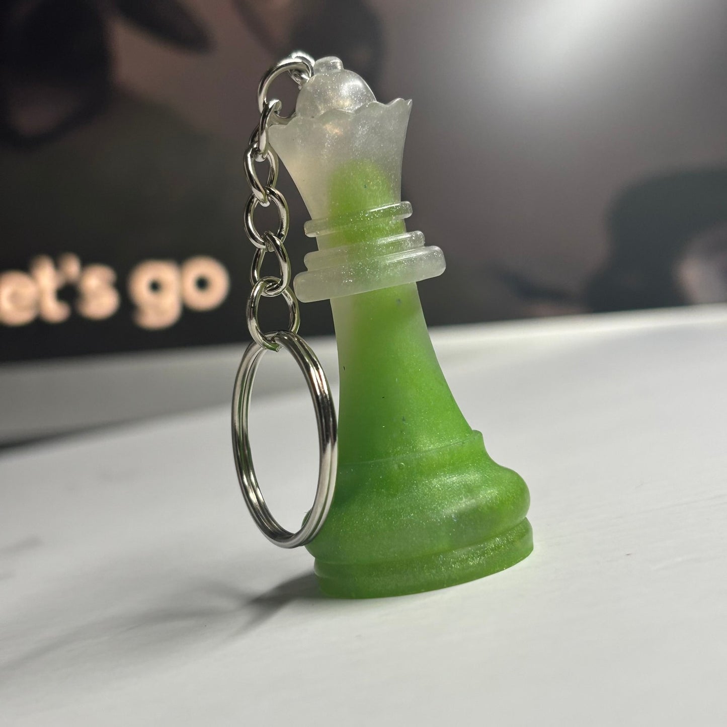 White/Green Queen - Handmade Resin Keychain