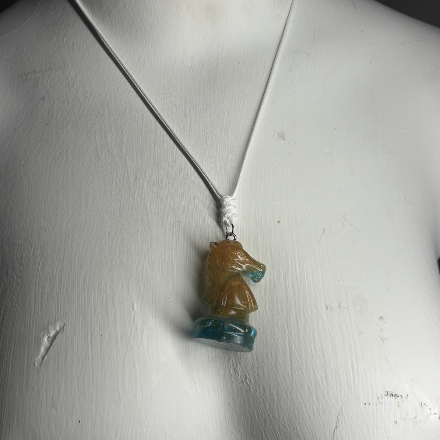 Royal Brown/Green Knight - Handmade Resin Chess Necklace