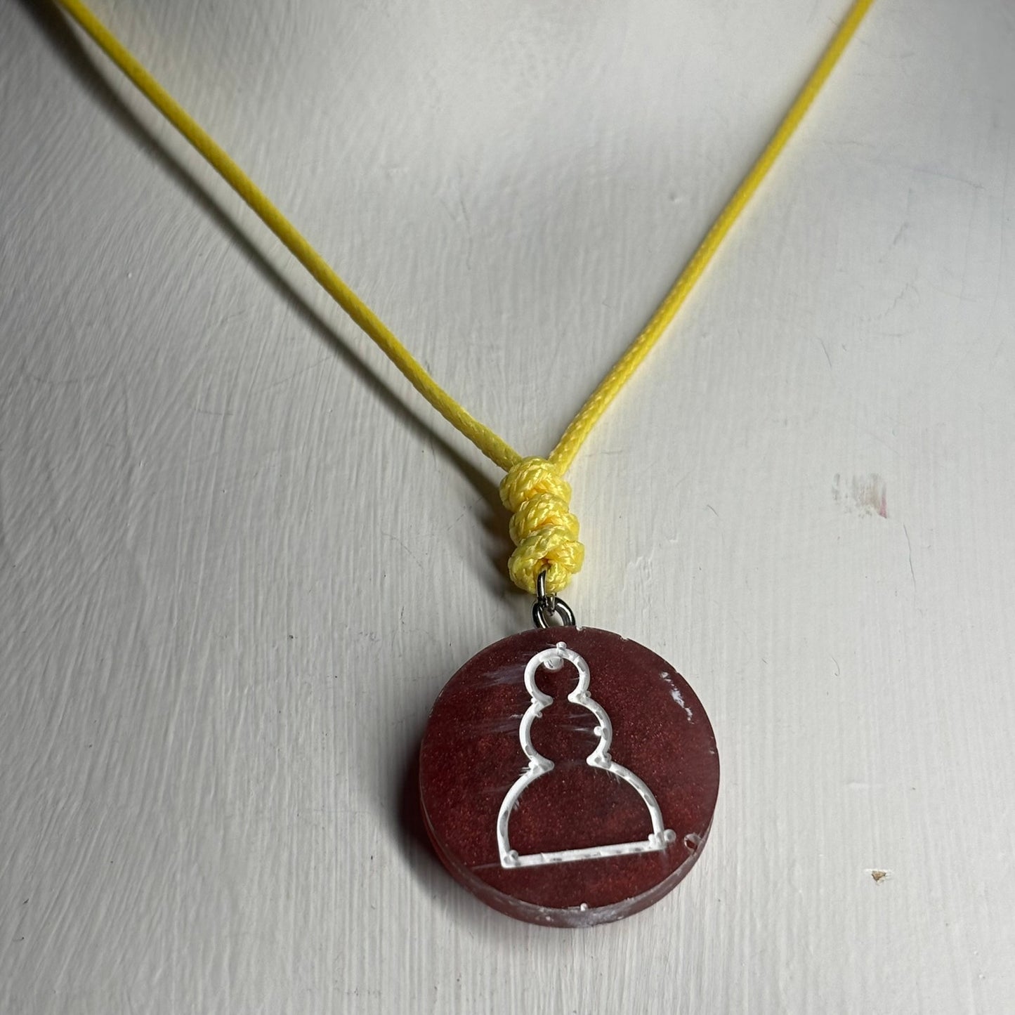 Violet Red Pawn - Handmade Resin Chess Necklace