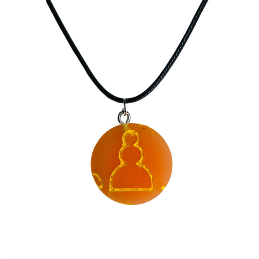 Peach Orange Pawn - Handmade Resin Chess Necklace