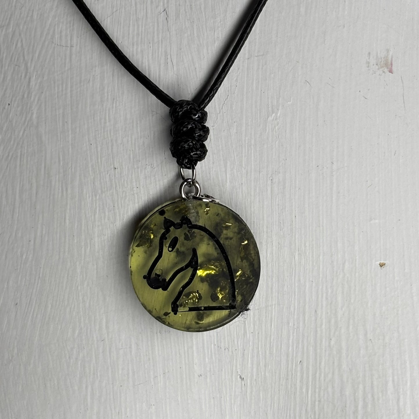 Translucent Green Knight - Handmade Resin Chess Necklace