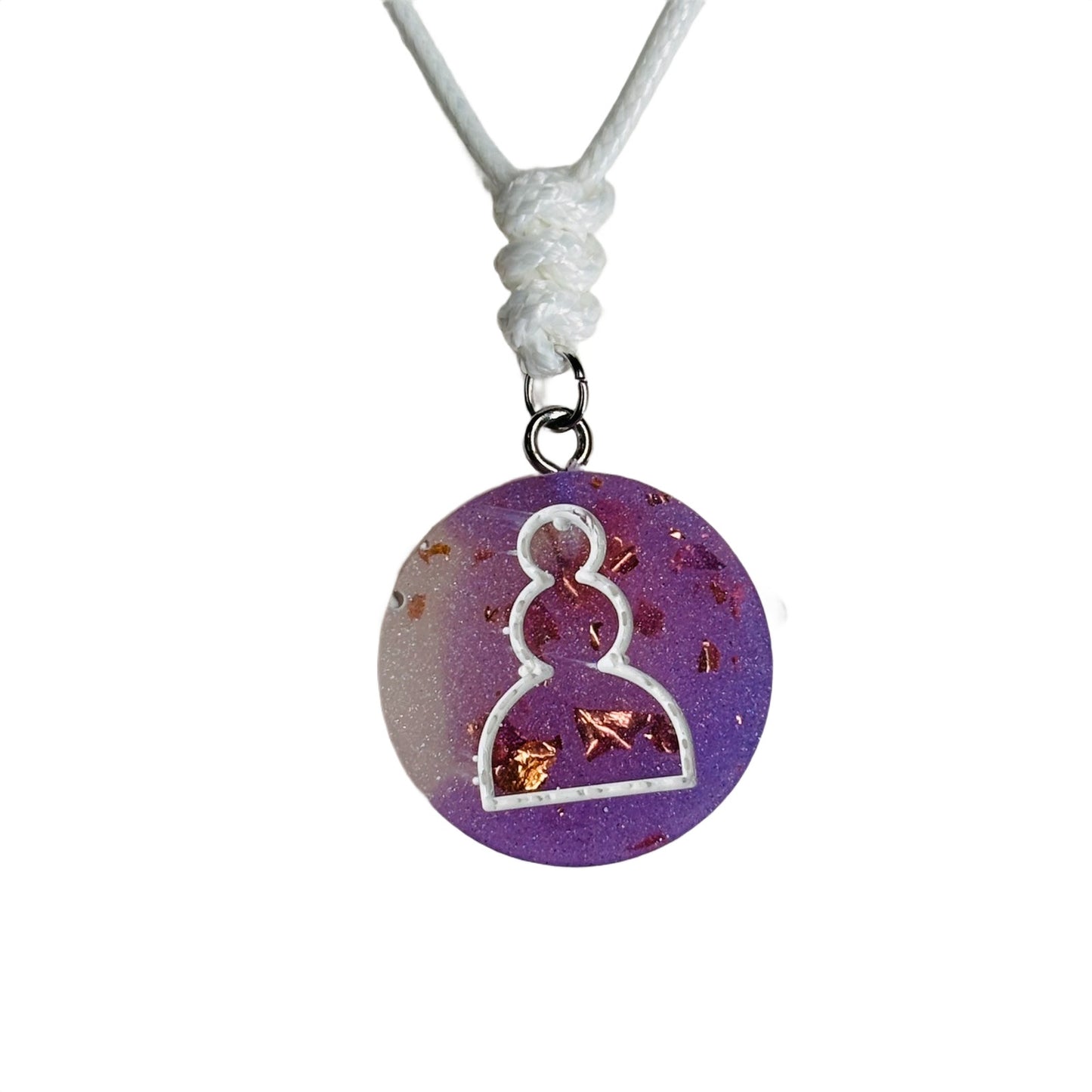 Purple Crystal Pawn - Handmade Resin Chess Necklace