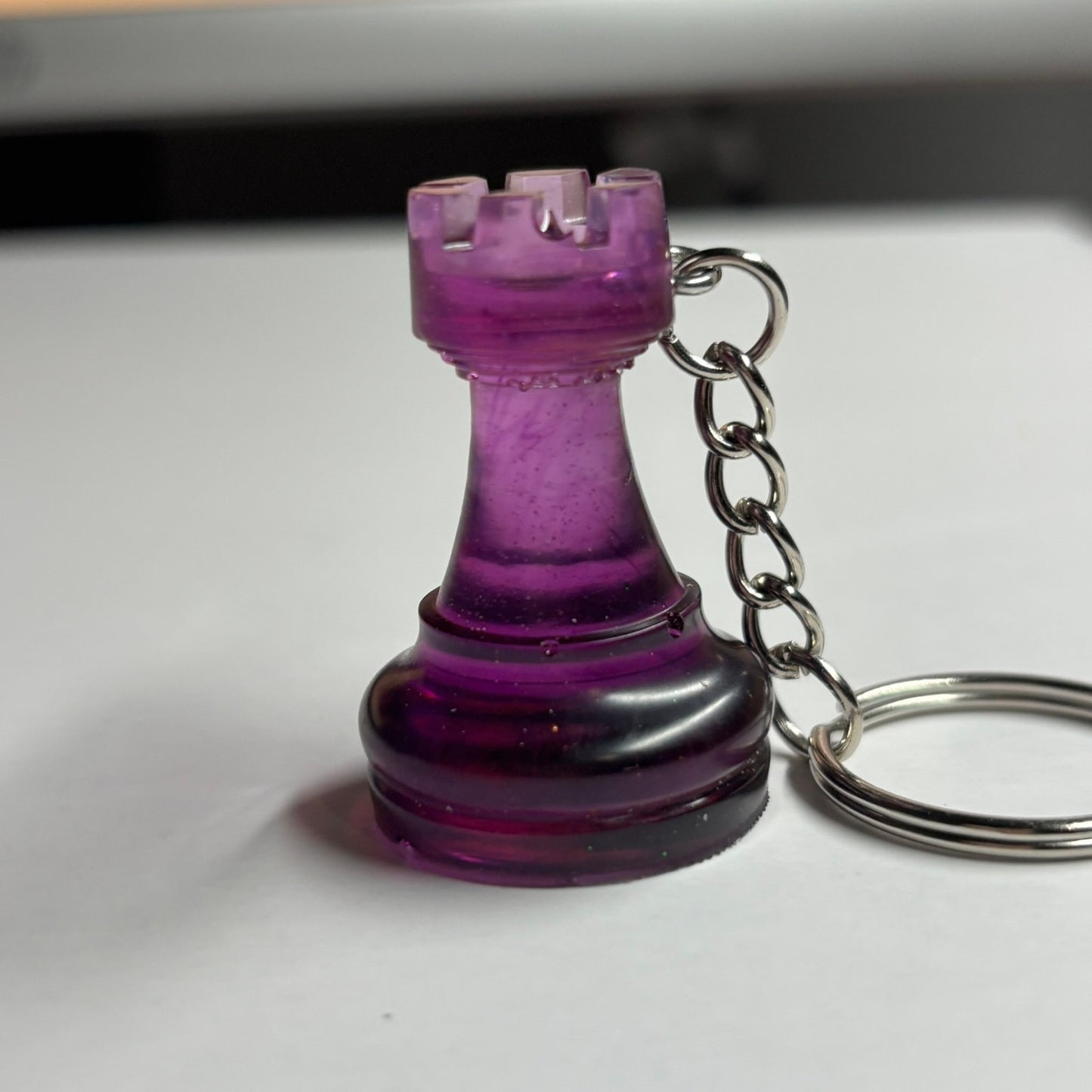 Translucent Purple Rook - Handmade Resin Keychain