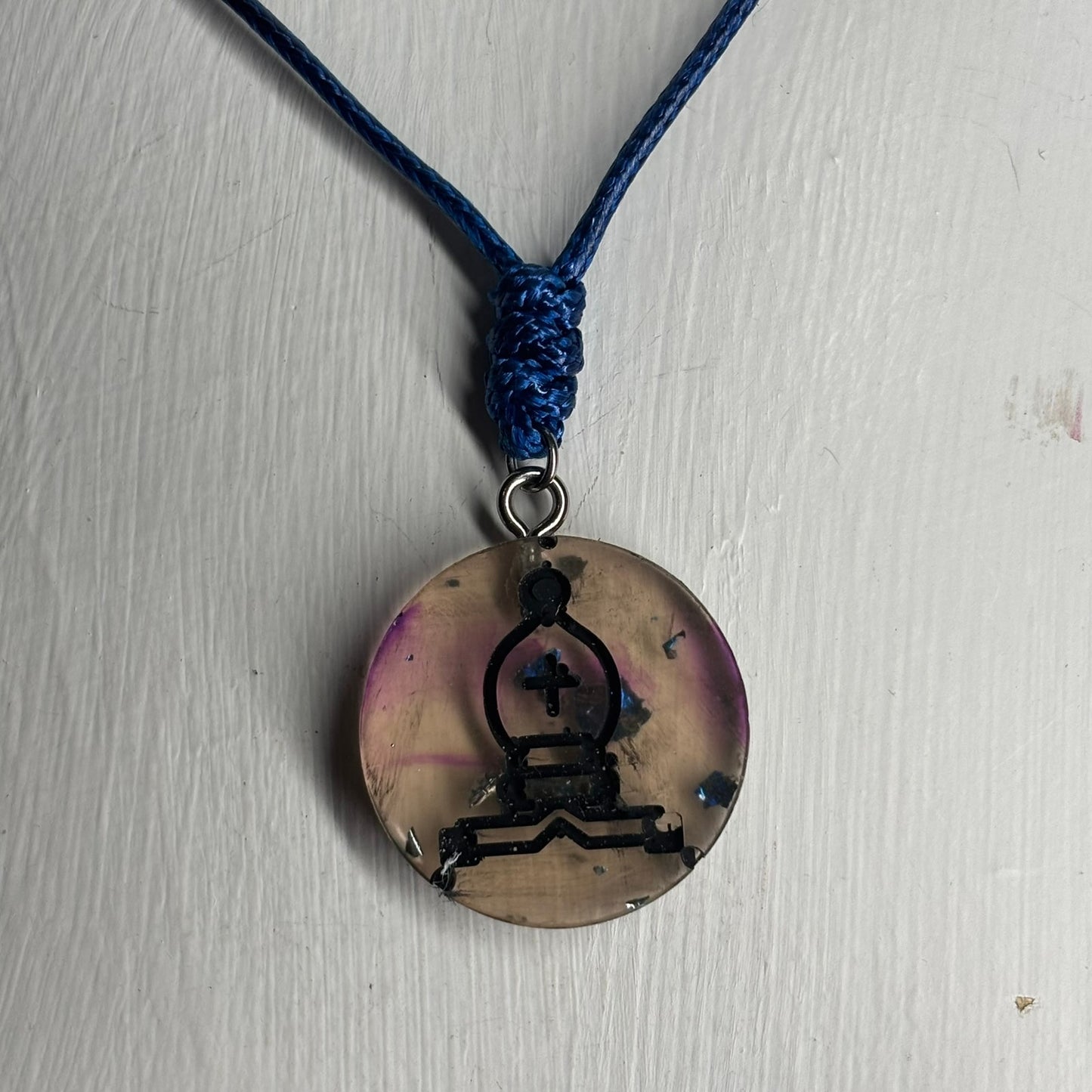 Cosmic Dark Bishop - Handmade Resin Chess Necklace