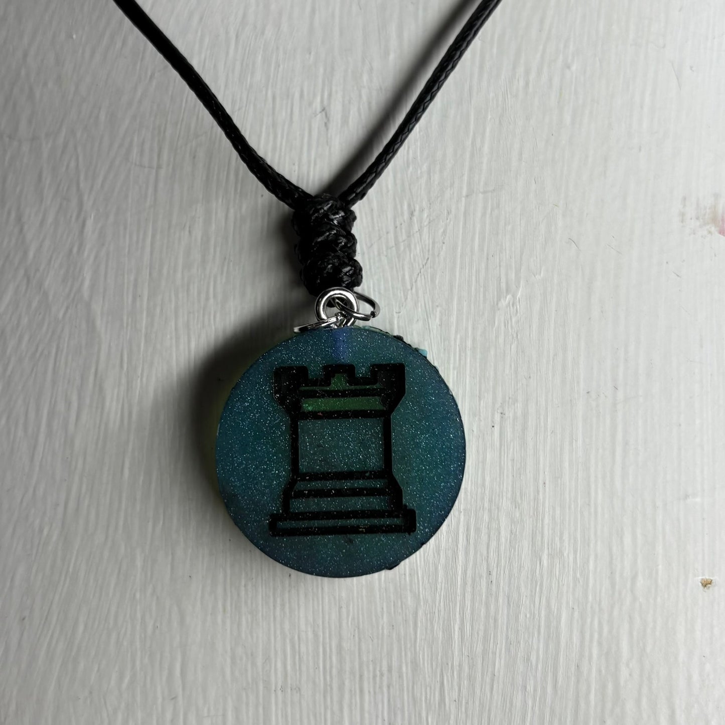 Green Rook - Handmade Resin Chess Necklace