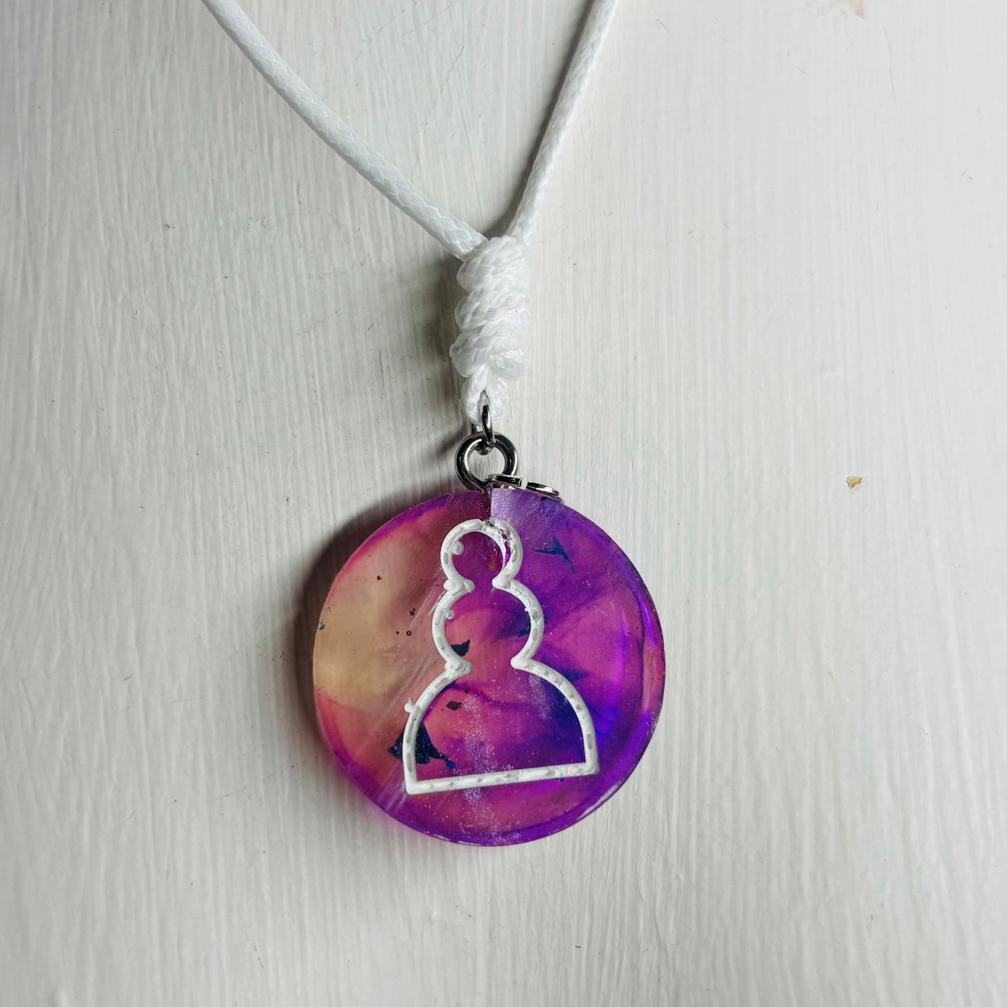 Cosmic Purple Pawn - Handmade Resin Chess Necklace