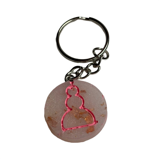 White Cherry Sakura - Handmade Resin Keychain - Flat Edition