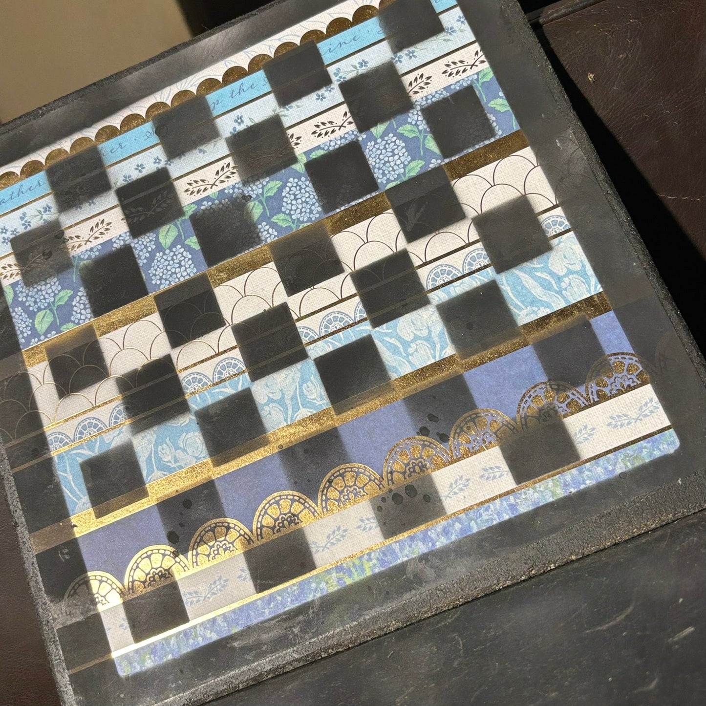 Golden Lining Blue - Scrapbook Chess Board
