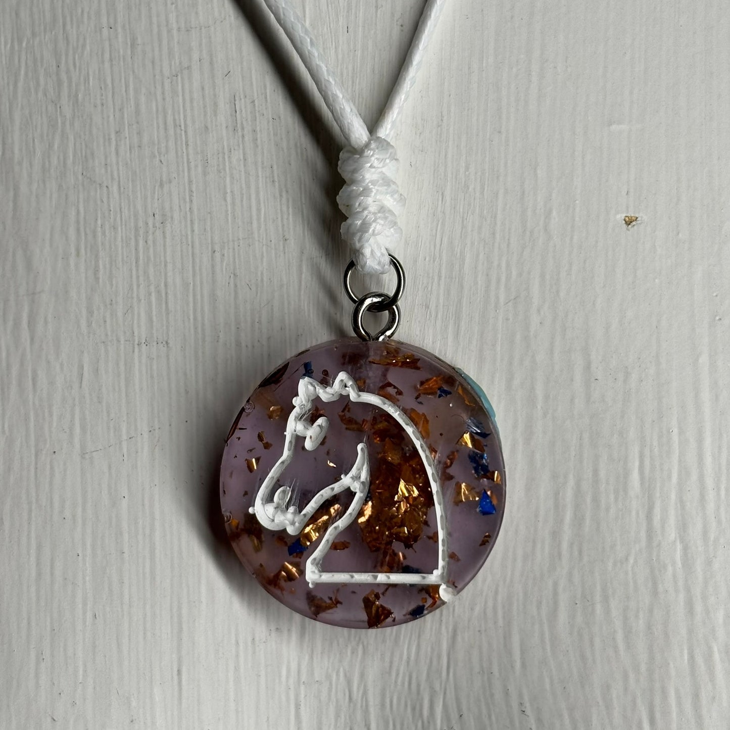 Purple Crystal Knight - Handmade Resin Chess Necklace