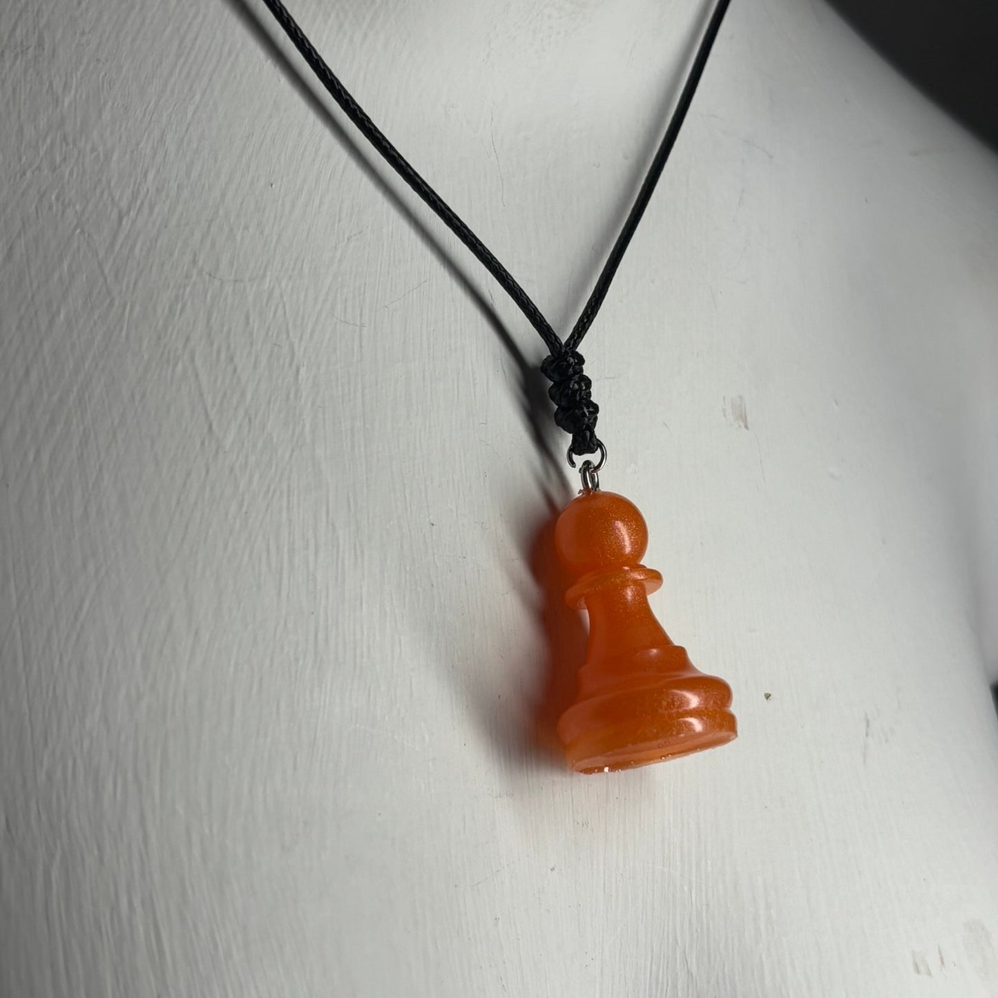 Orange Pawn - Handmade Resin Chess Necklace