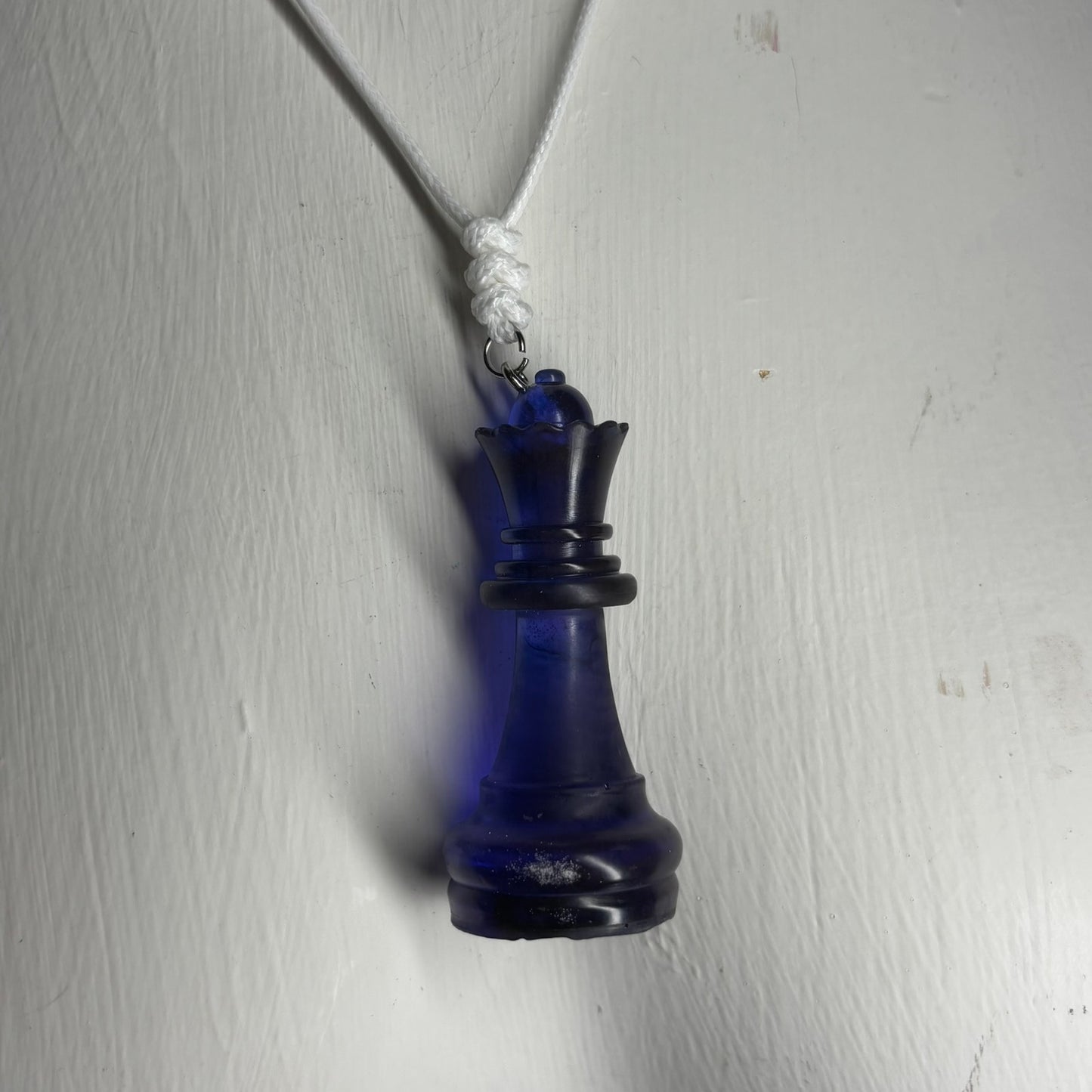 Deep Blue Queen - Handmade Resin Chess Necklace