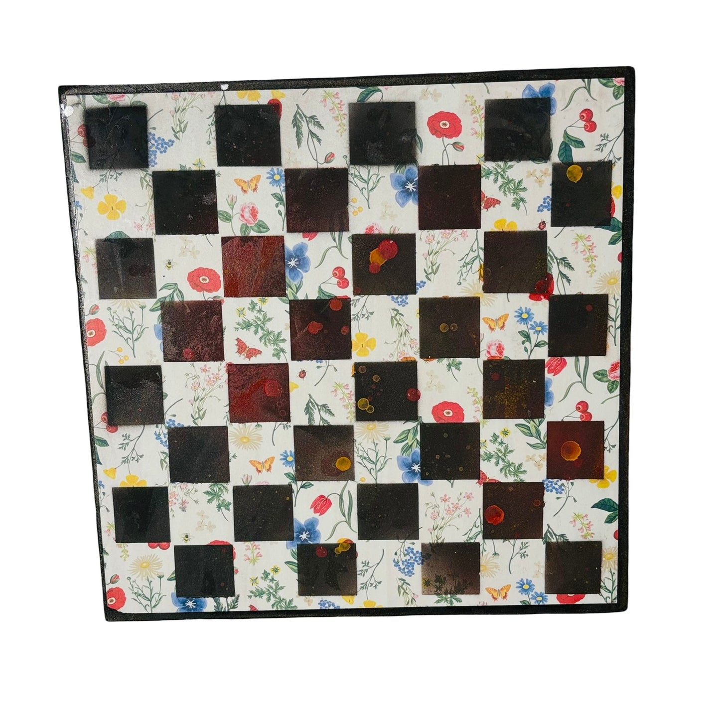 Red Mist Flowers - Scrapbook Chess Board