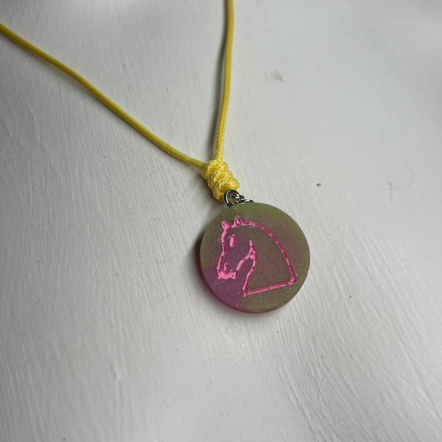 Pink Knight - Handmade Resin Chess Necklace