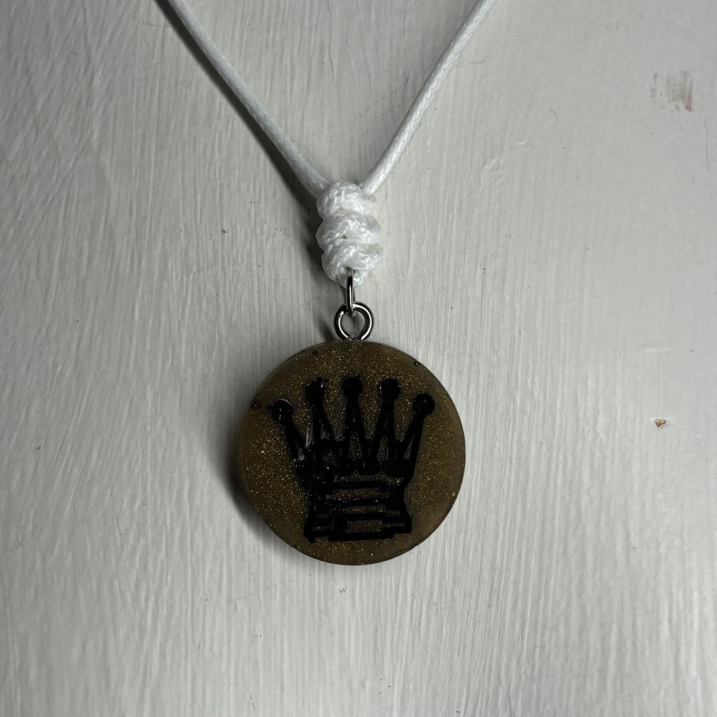 Dark Green Queen - Handmade Resin Chess Necklace