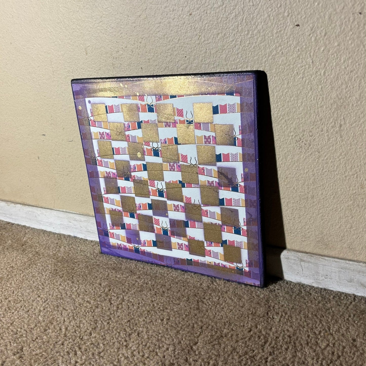 Golden Purple Stripes - Scrapbook Chess Board