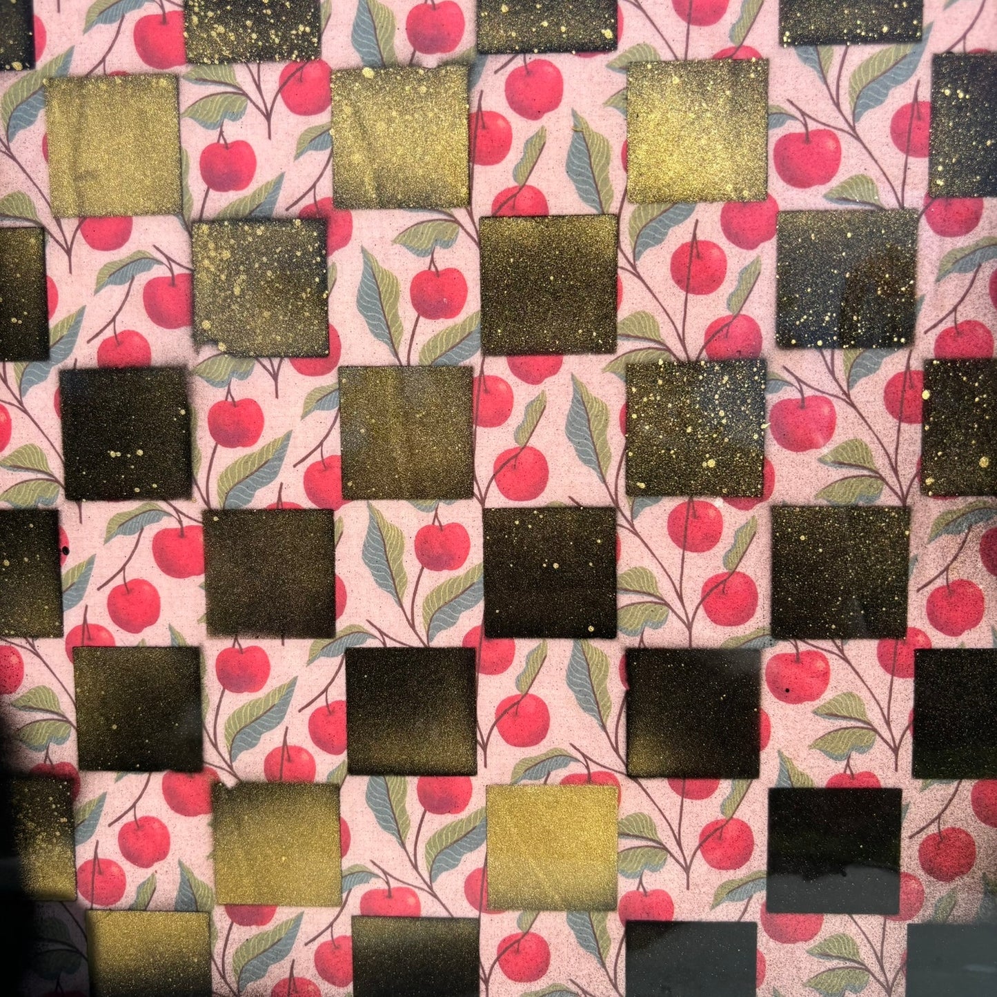 Golden Cherries - Resin Coated Chess Board