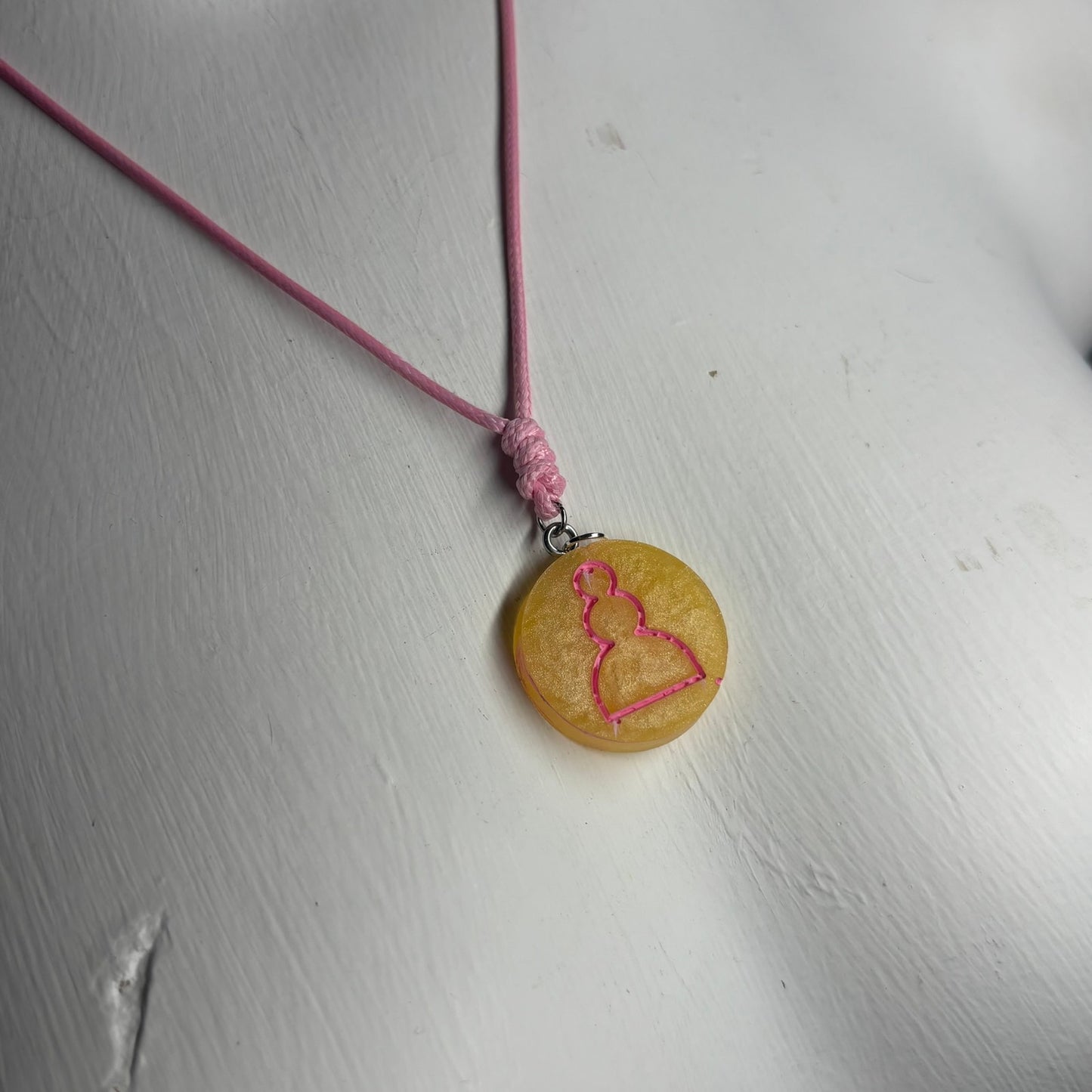 Yellow Pink Pawn - Handmade Resin Chess Necklace