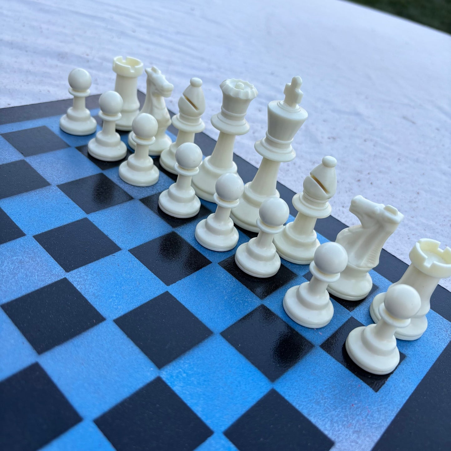 Simple Blue - Painted Chess Set