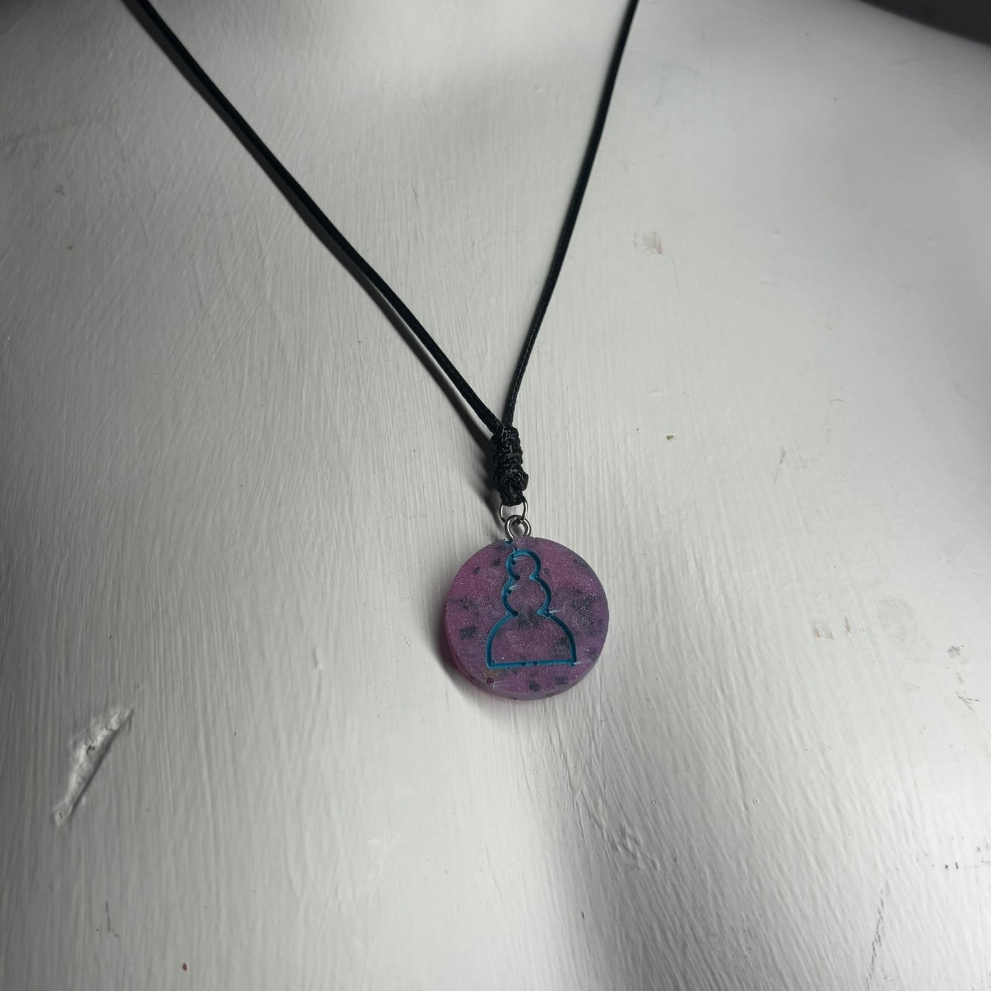 Cosmic Purple Pawn - Handmade Resin Chess Necklace