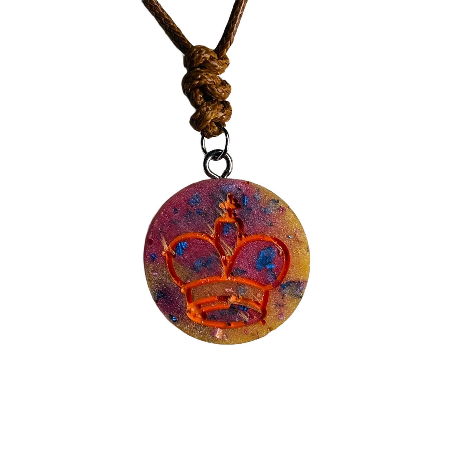 Vintage Pink King - Handmade Resin Chess Necklace