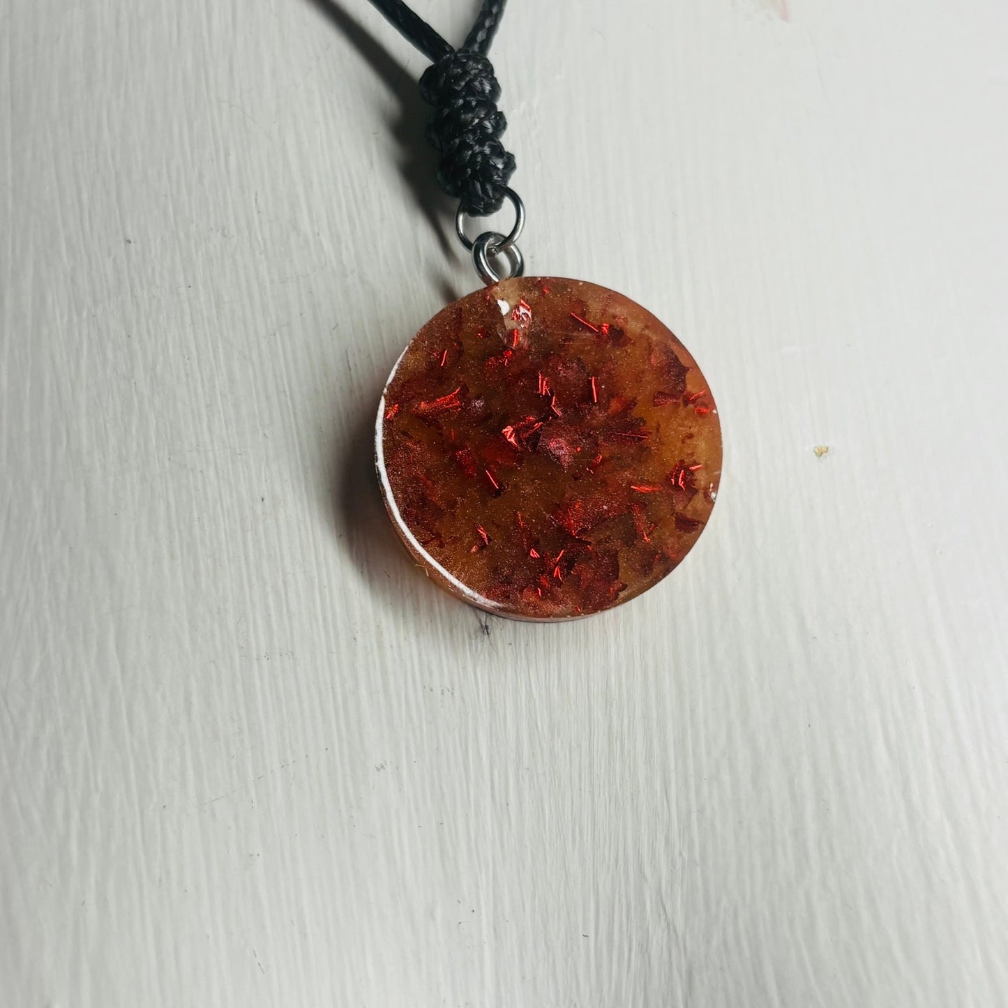 Orange Fire Red Pawn - Handmade Resin Chess Necklace