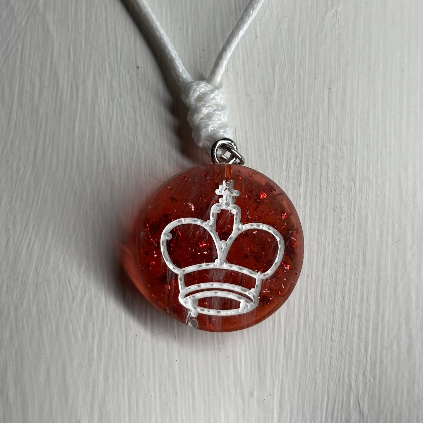 Crystal Red King - Handmade Resin Chess Necklace