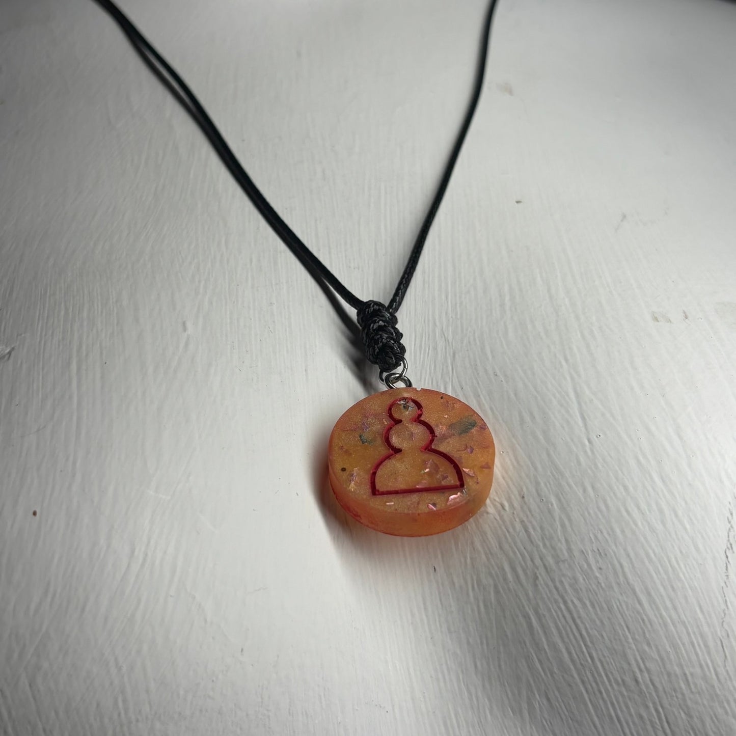 Orange Royal Pawn - Handmade Resin Chess Necklace