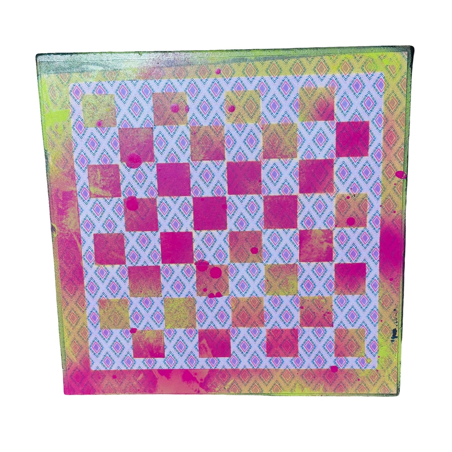 Pink & Green Mesh - Scrapbook Chess Board
