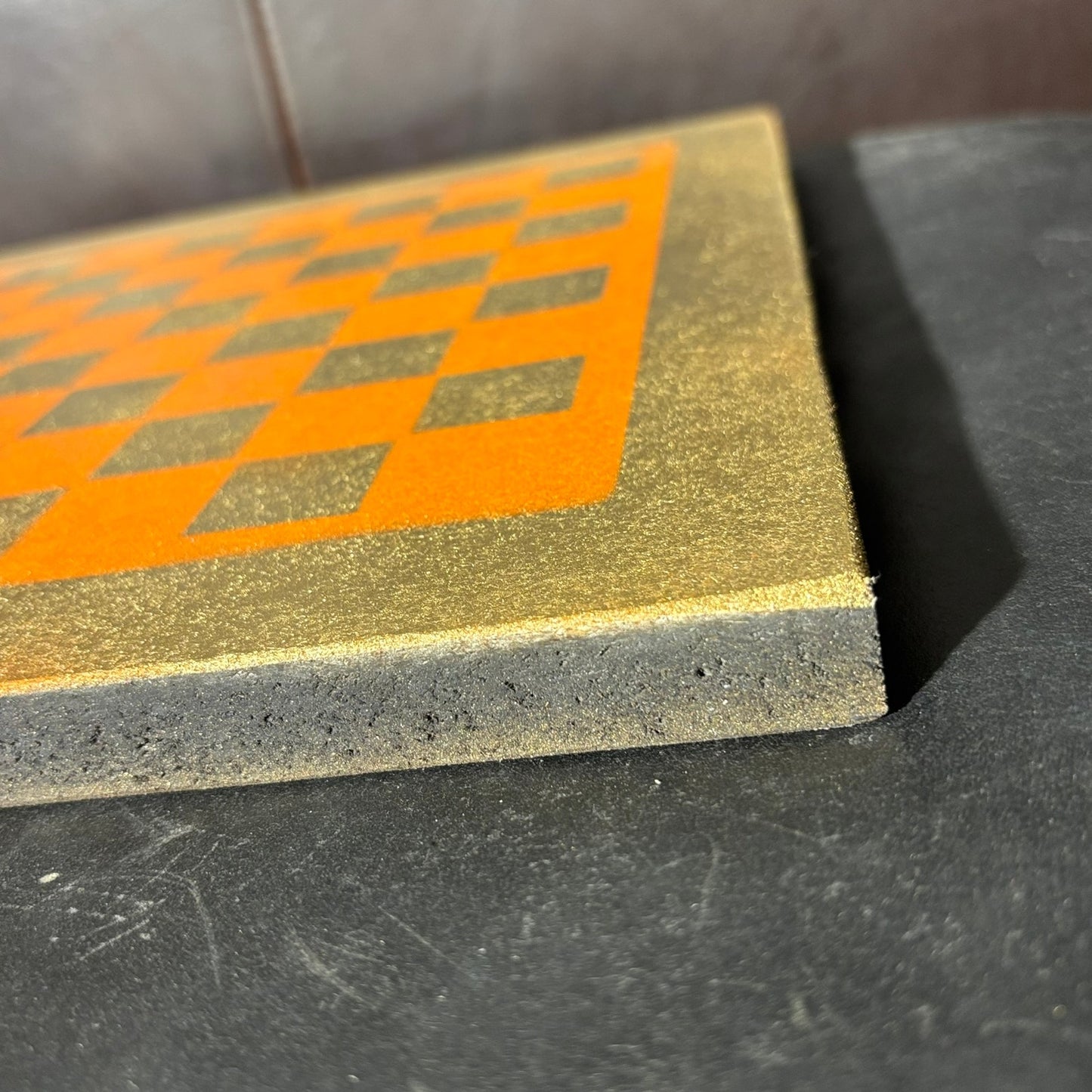 Goldish Orange - Painted Chess Board