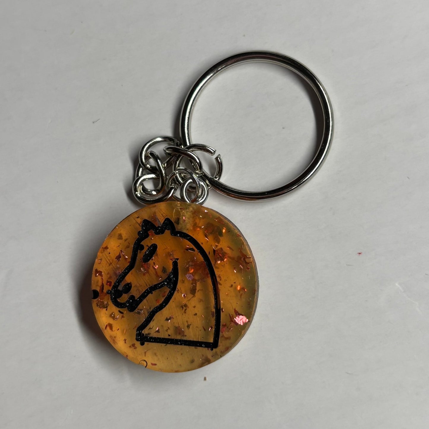 Transparent Amber Knight - Handmade Resin Keychain