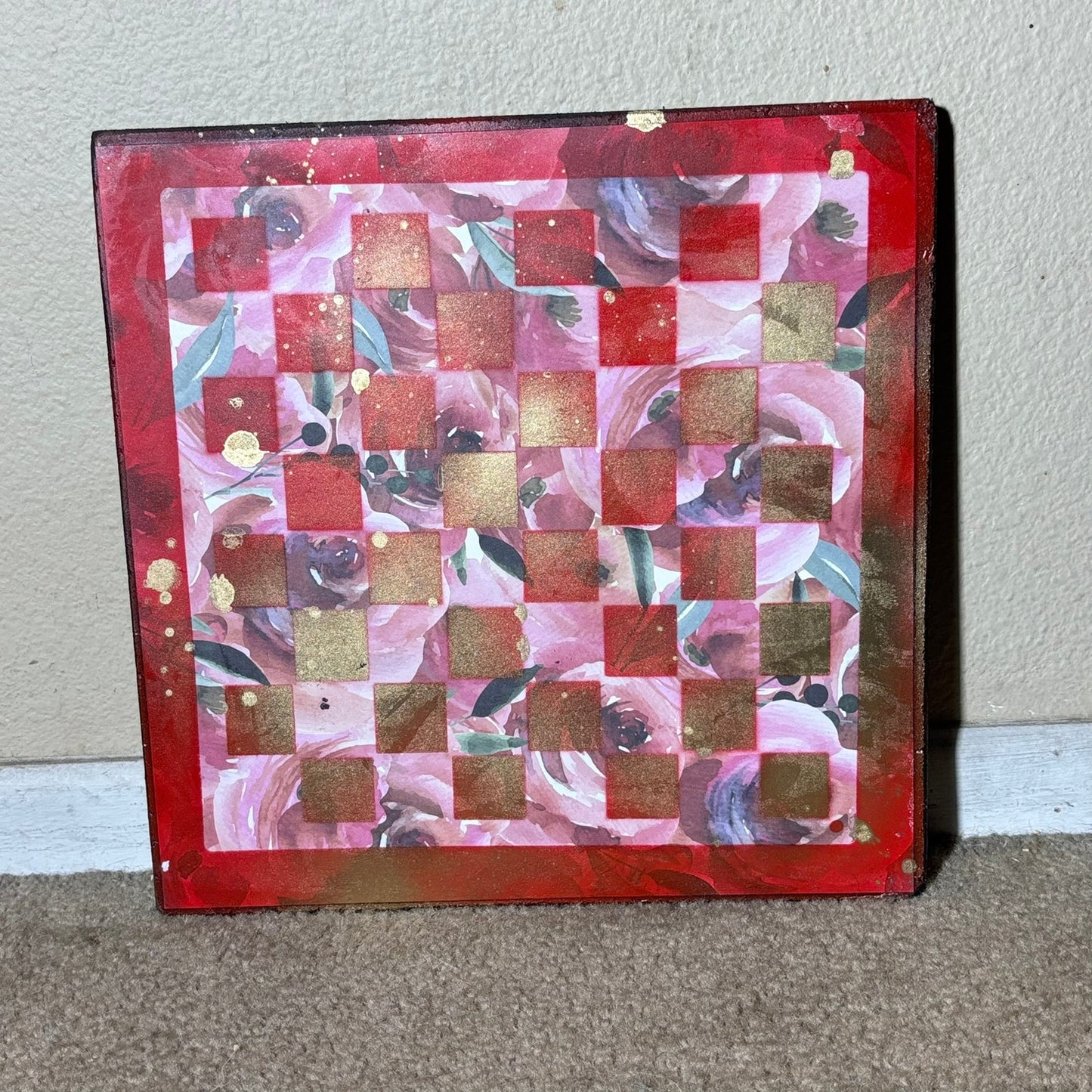 Red Golden Hue - Scrapbook Chess Board
