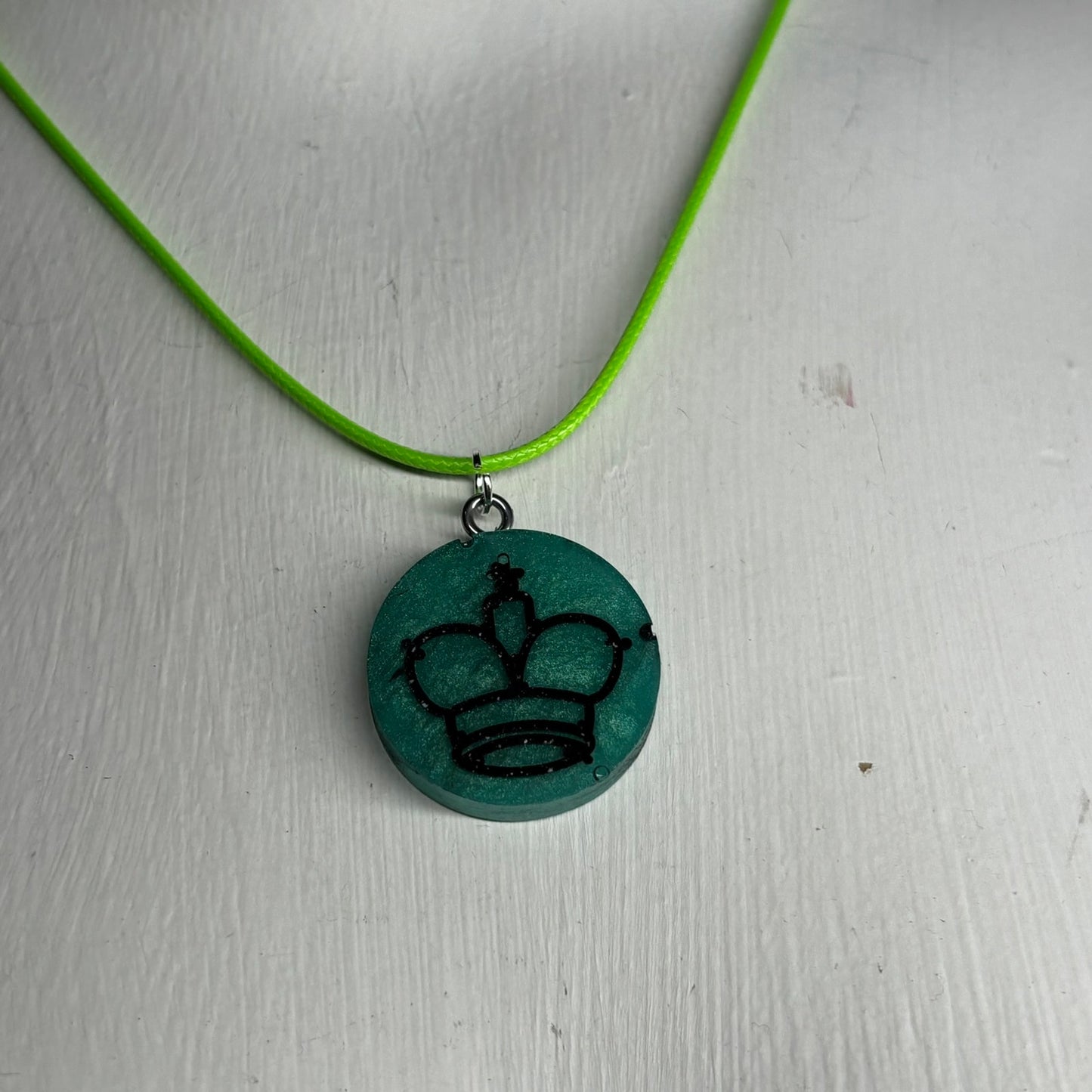 Dark Green King - Handmade Resin Chess Necklace