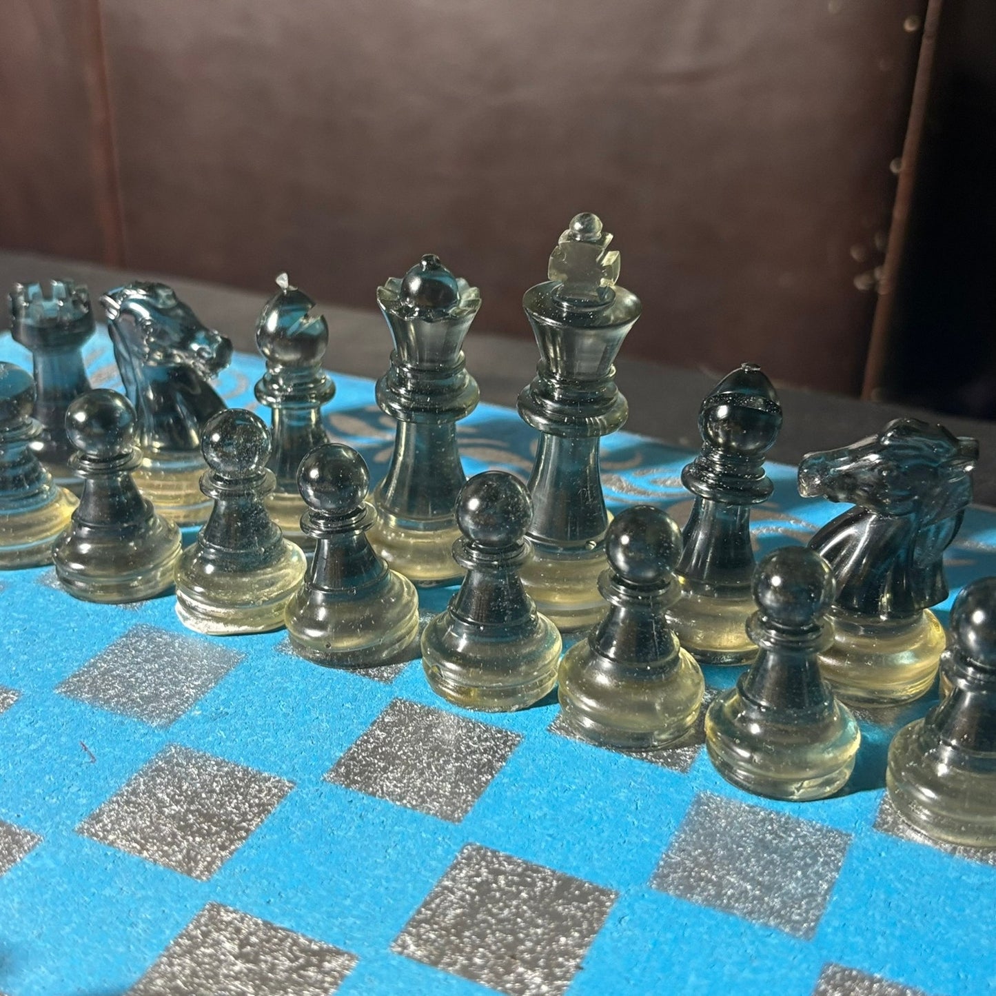 Yellow & Blue - Painted Chess Set