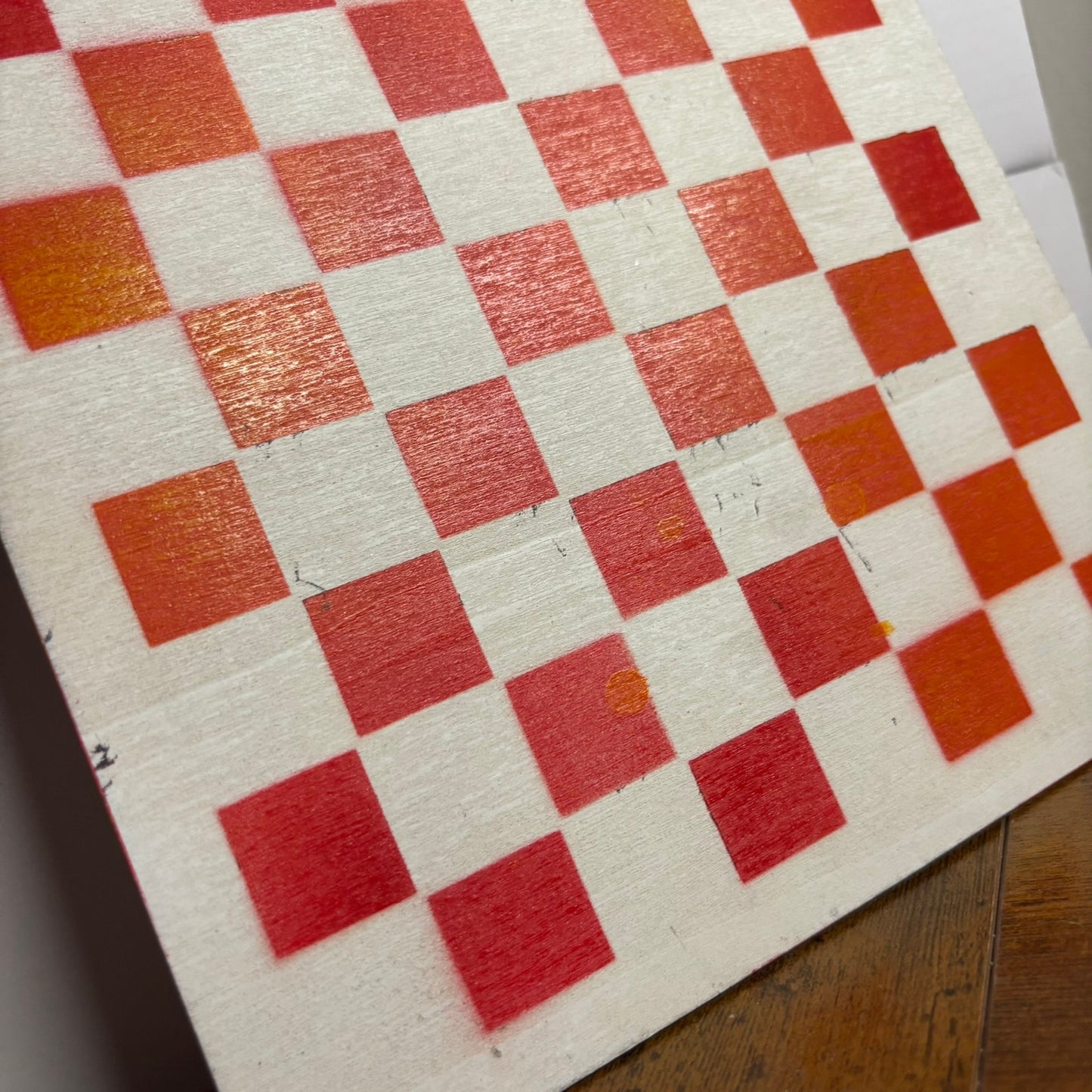 Fire Red & White - Painted Thin Wooden Chess Board