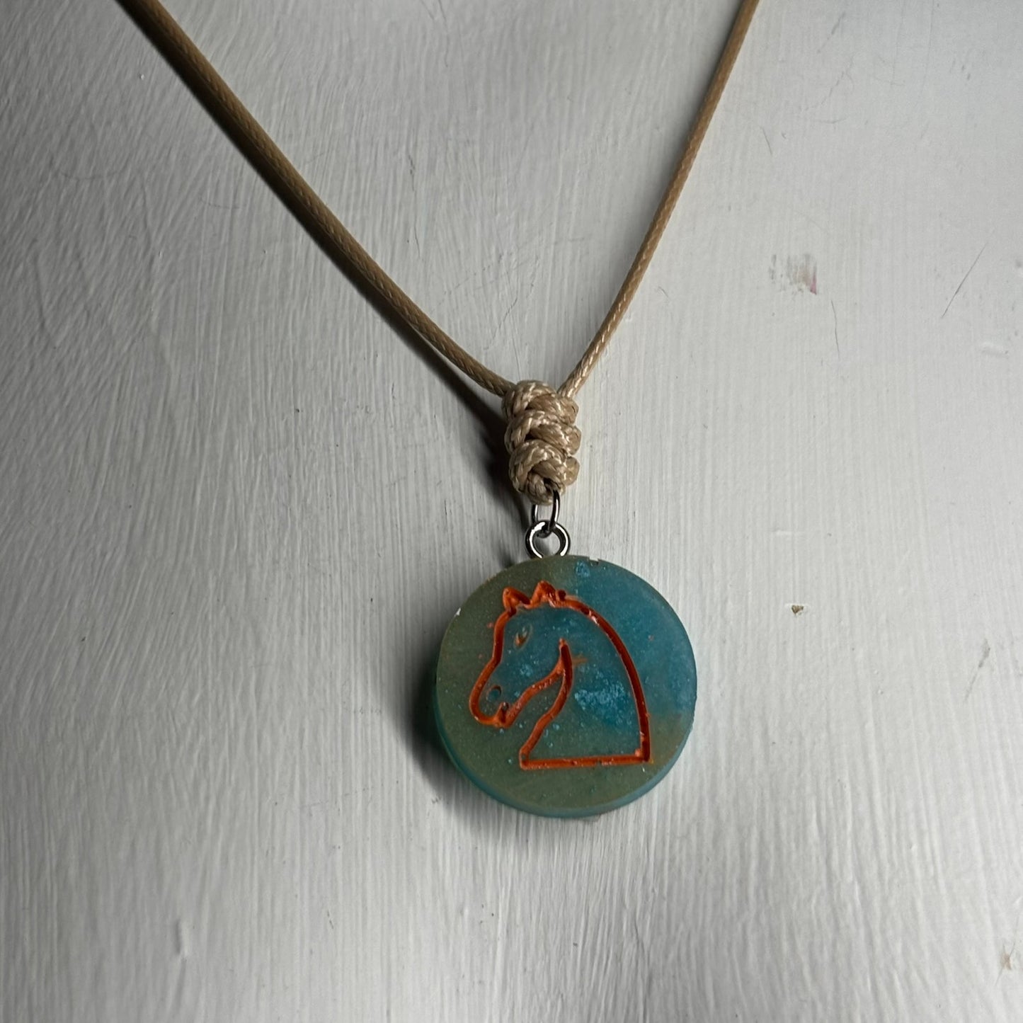 Beach Vibes Knight - Handmade Resin Chess Necklace